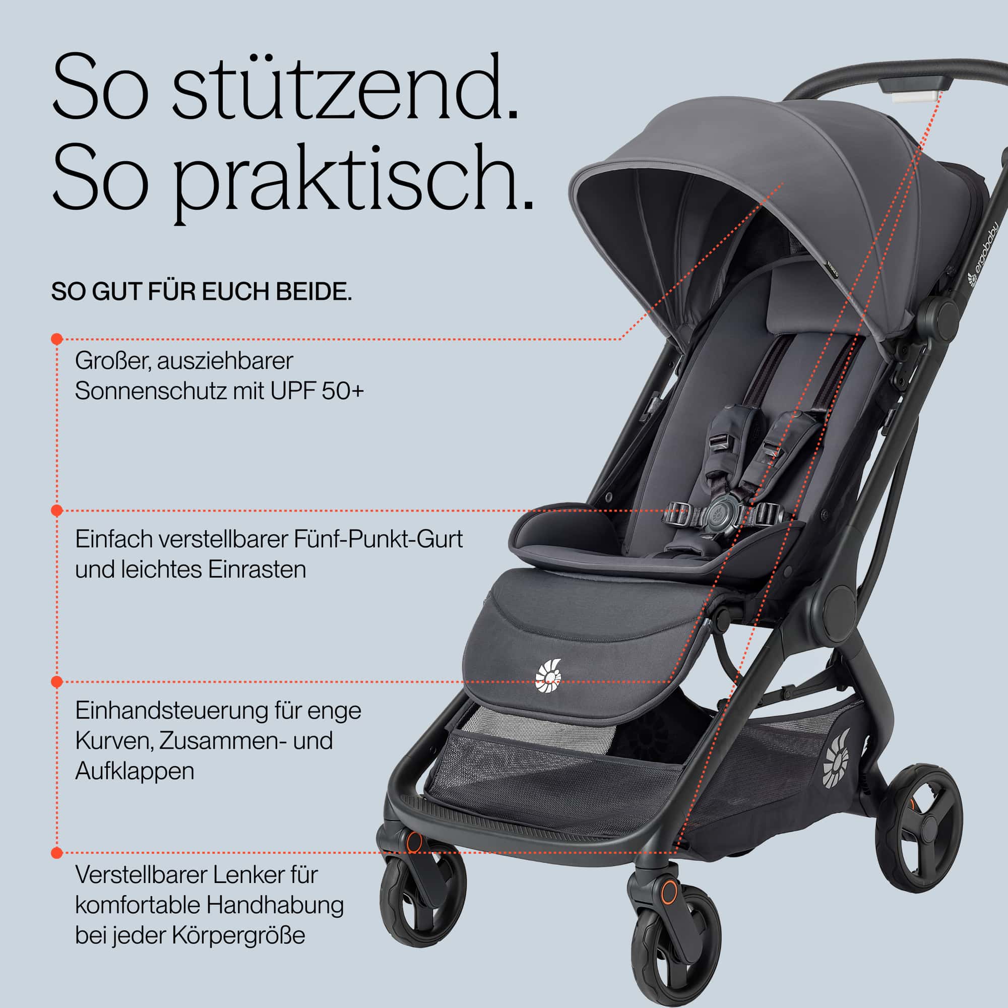 Buggys, ERGObaby, Grau – Produktansicht