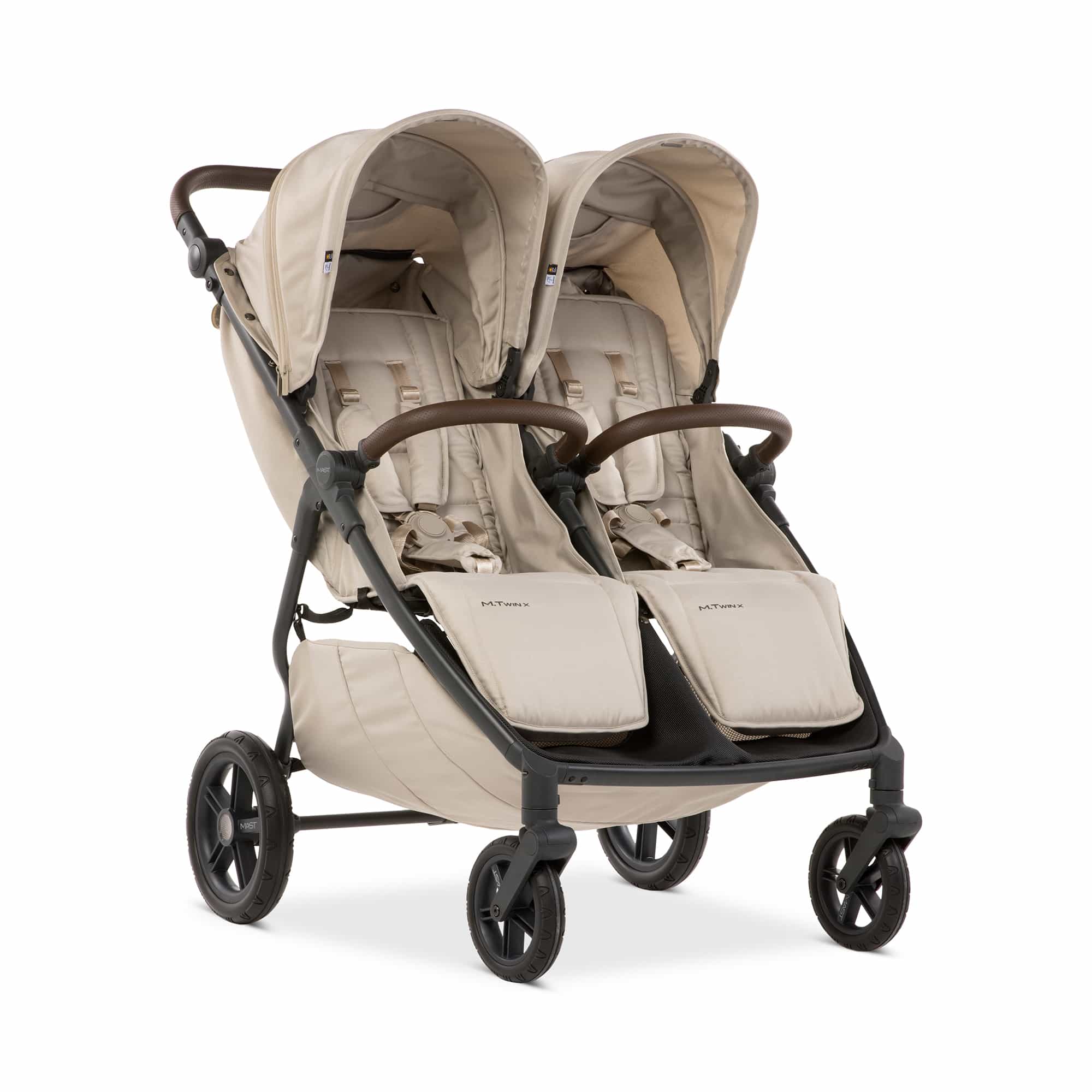 Zwillingswagen & Geschwisterwagen, MAST, Beige – Besonderheit: verschiedene Kombinationsmöglichkeiten mit Sitz, (separat erhältliche) Babywanne und Kindersitz