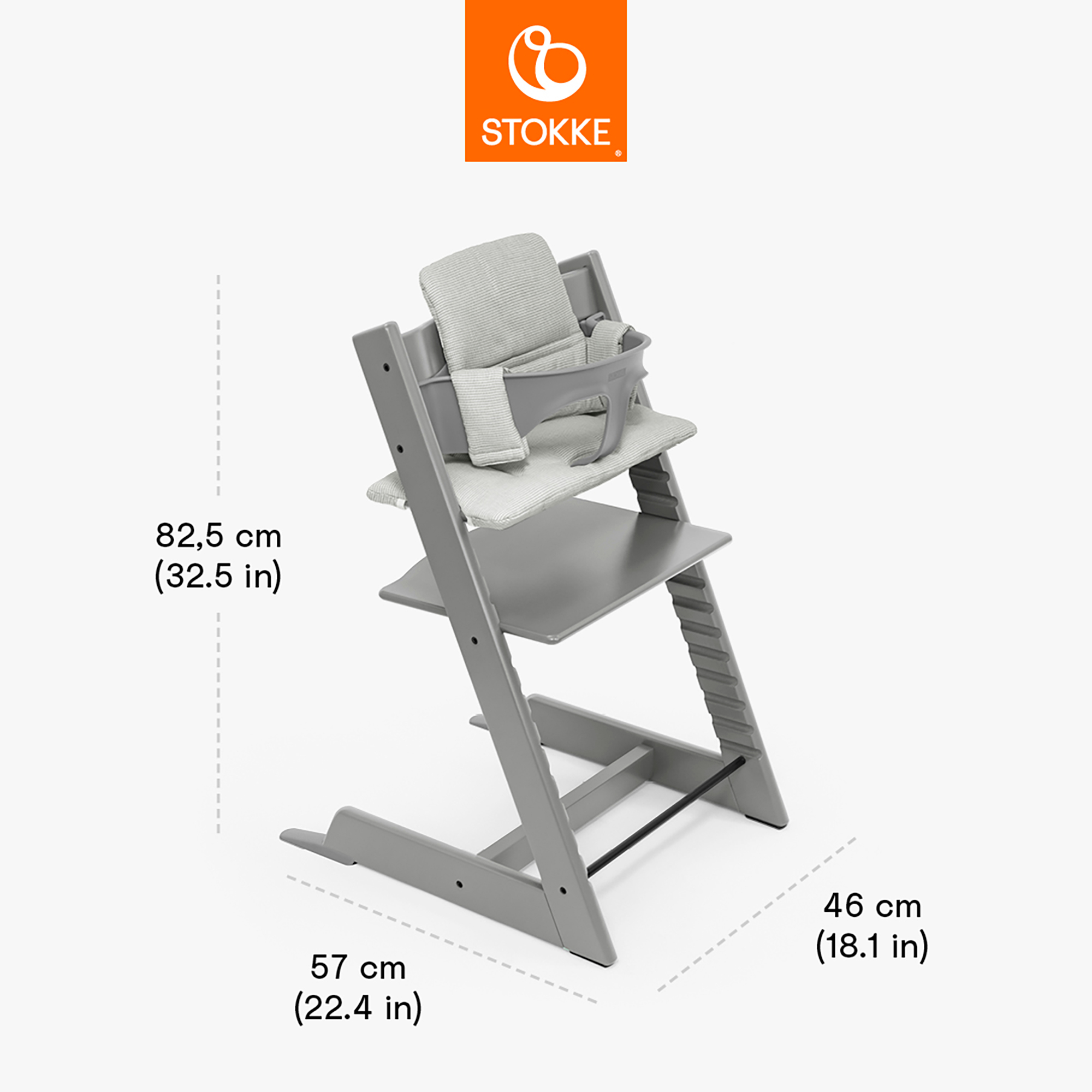 Treppenhochstühle, STOKKE, Grau – Produktansicht