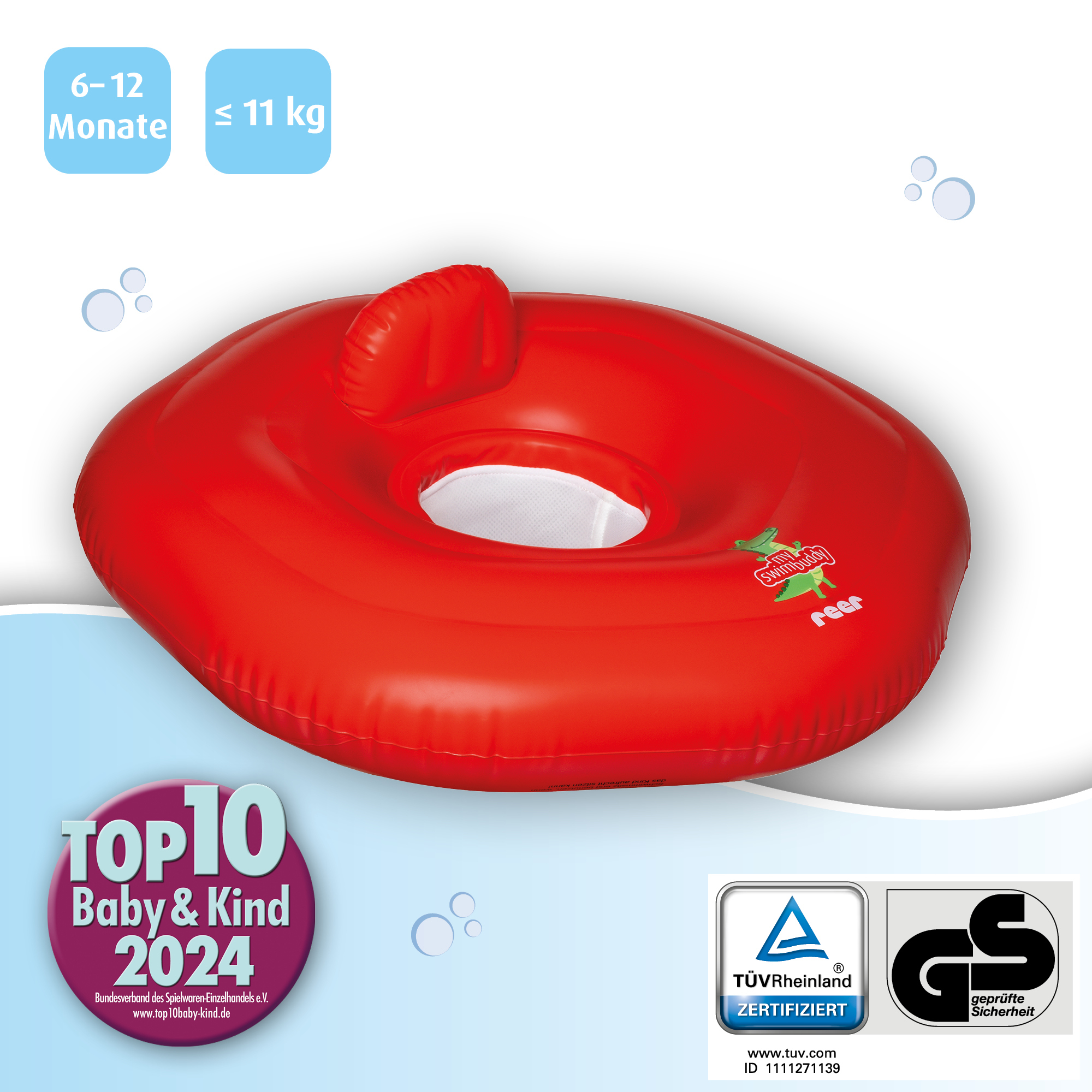Schwimmflügel & Schwimmhilfen, reer, Rot – Besonderheit: mit Netz-Sitzhose und Kopfstütze