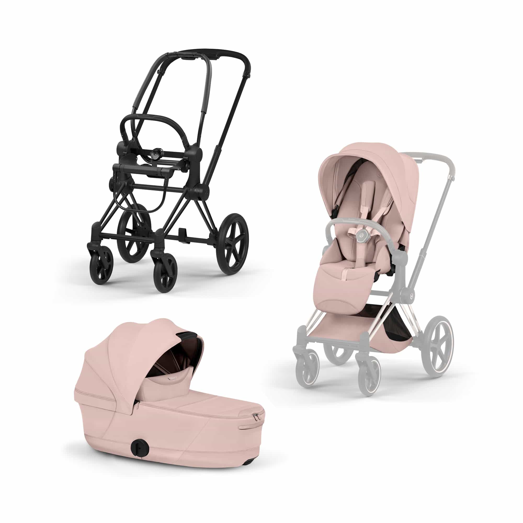Kinderwagen Komplettsets, cybex PLATINUM, Pink – Besonderheit: Set bestehend aus Rahmen, Babywanne und Sitzpaket