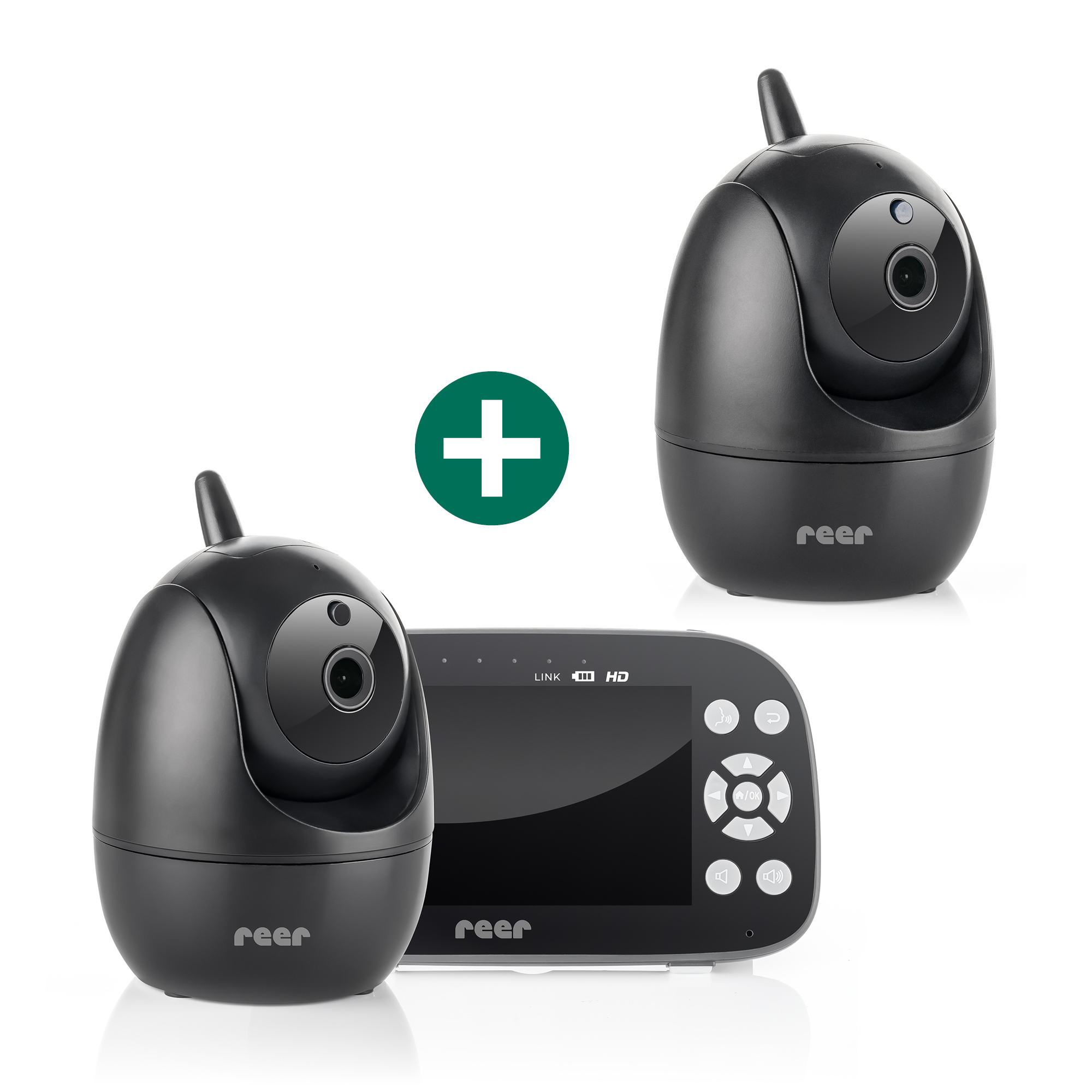 Video Babyphone, reer, Schwarz – Besonderheit: Set aus Video-Babyphone und 2 Kameras