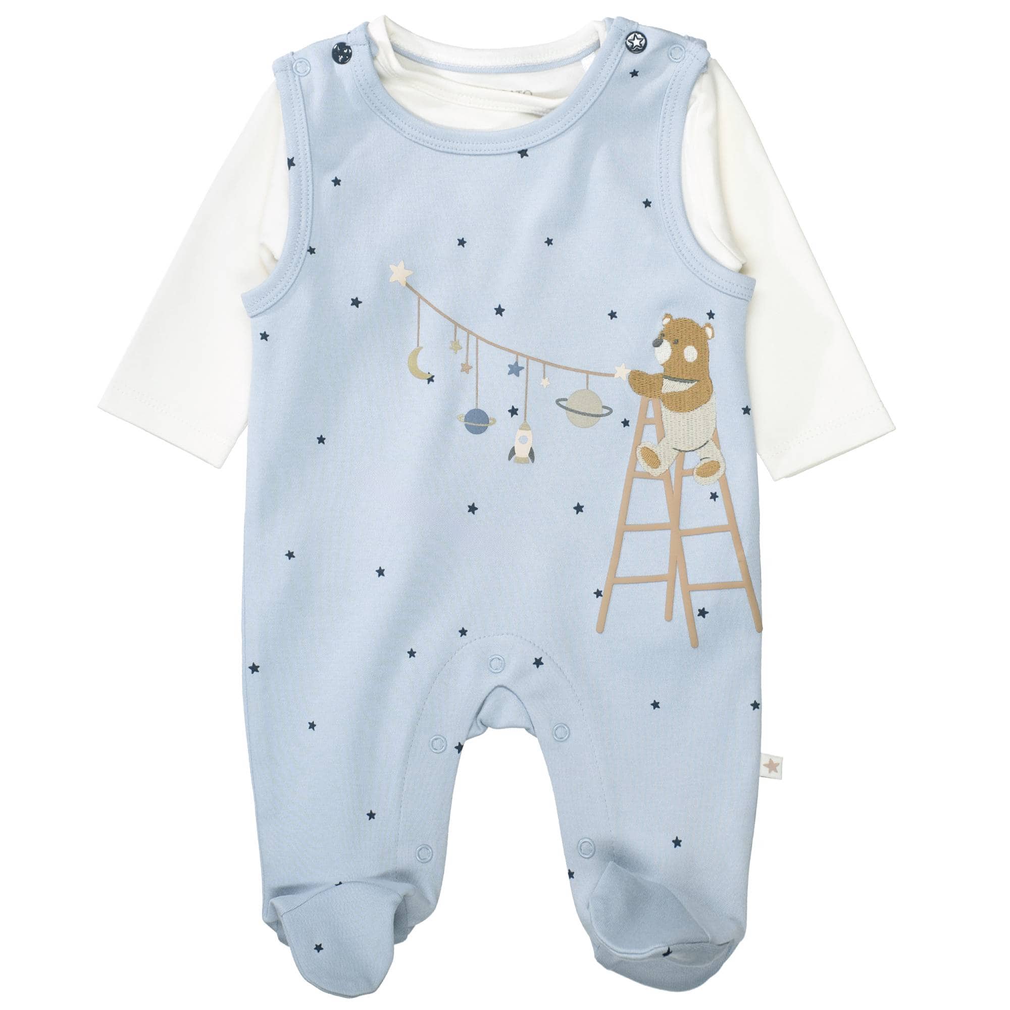 Strampler, STACCATO, Blau – Besonderheit: Set aus Strampler & Langarmshirt