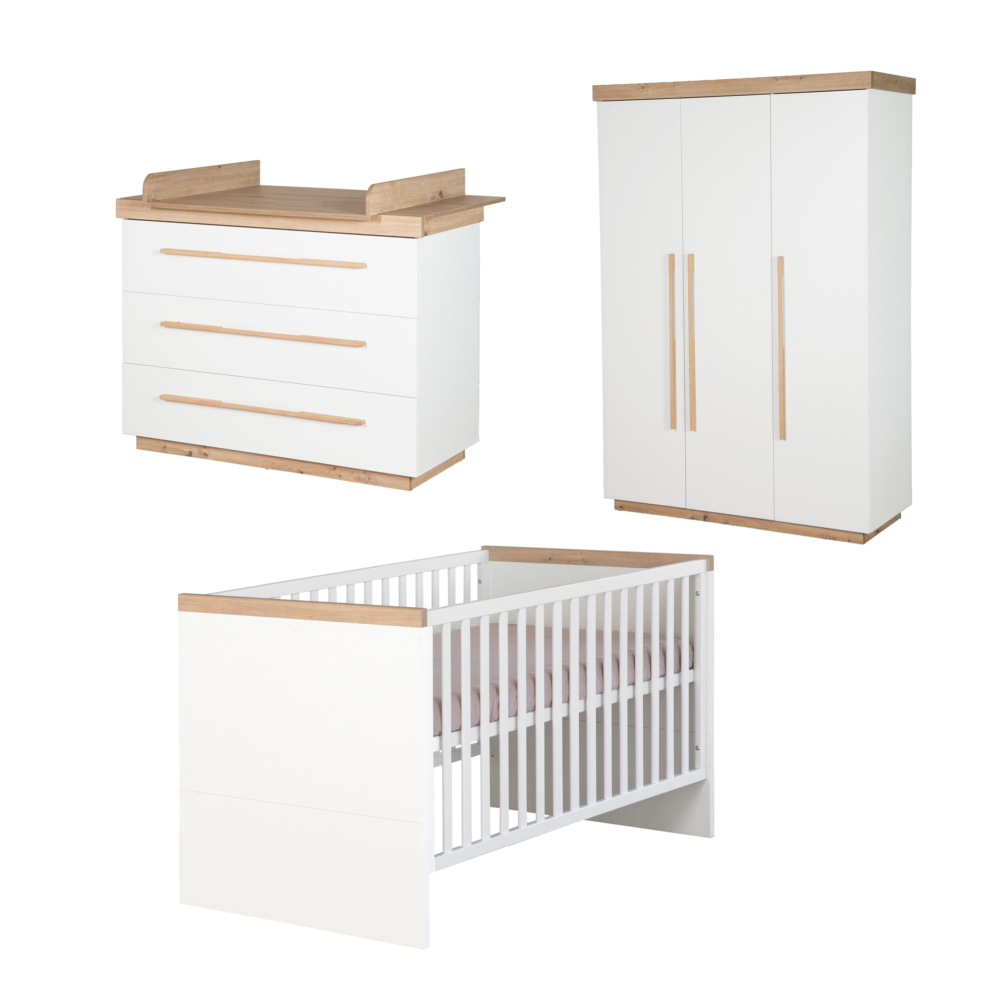 Babyzimmer Sets, roba, Weiß – Besonderheit: Set bestehend aus Kombi-Kinderbett, Kleiderschrank und Wickelkommode