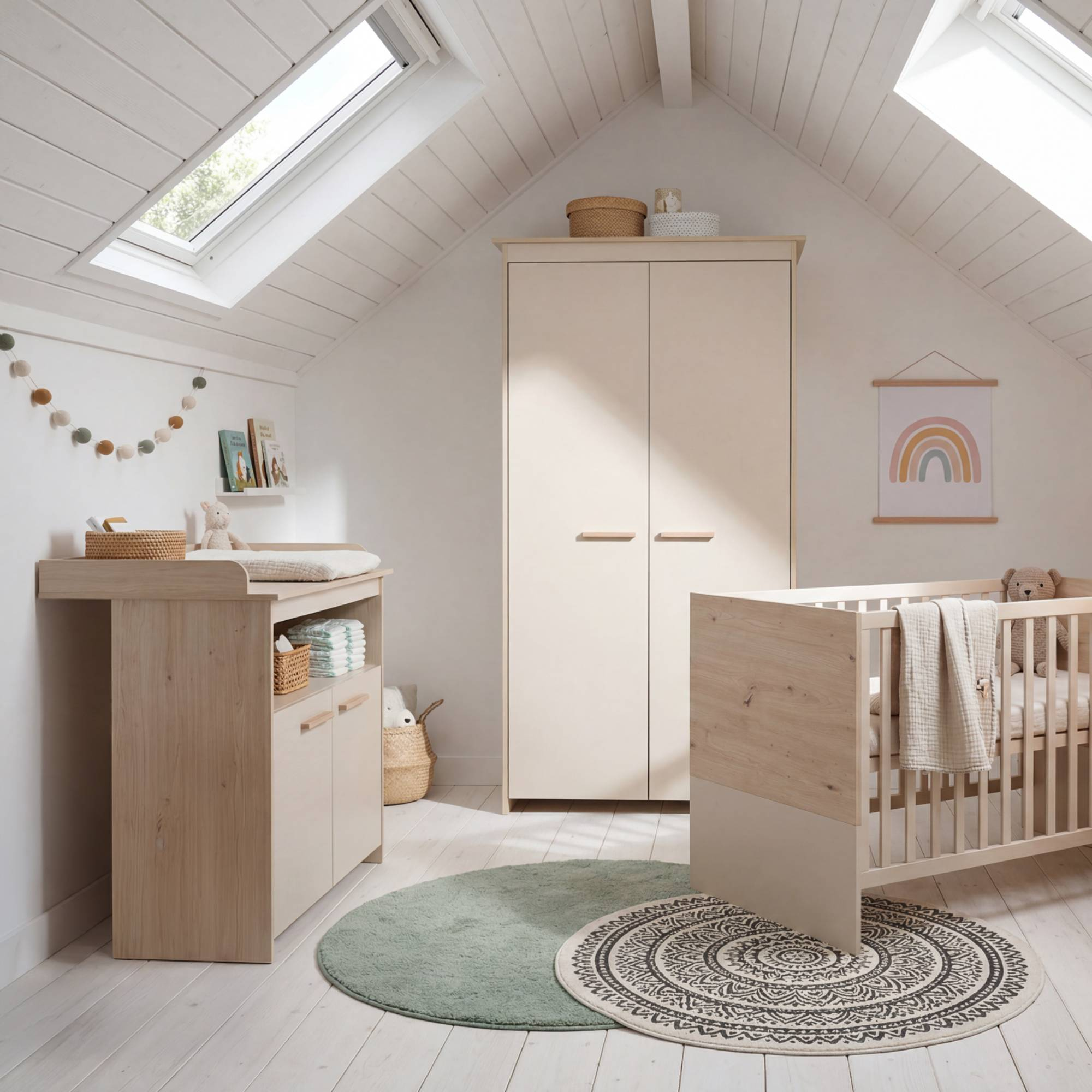 Babyzimmer Sets, roba, Beige – Besonderheit: Set bestehend aus Gitterbett, Kleiderschrank und Wickelkommode