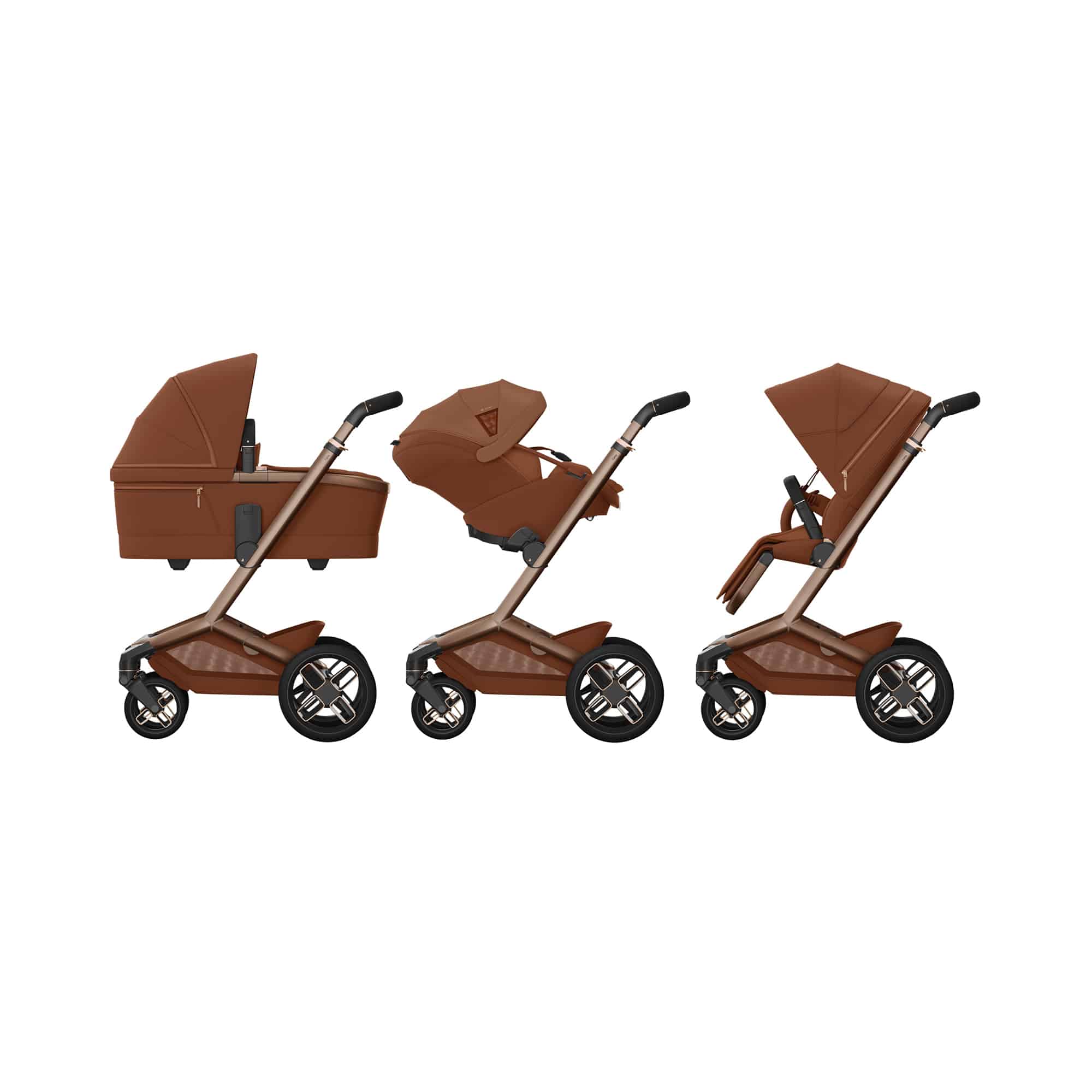 Kinderwagen Komplettsets, MAXI-COSI Premium, Beige – Besonderheit: Set bestehend aus Buggy, Tragewanne, Babyschale und passender Base