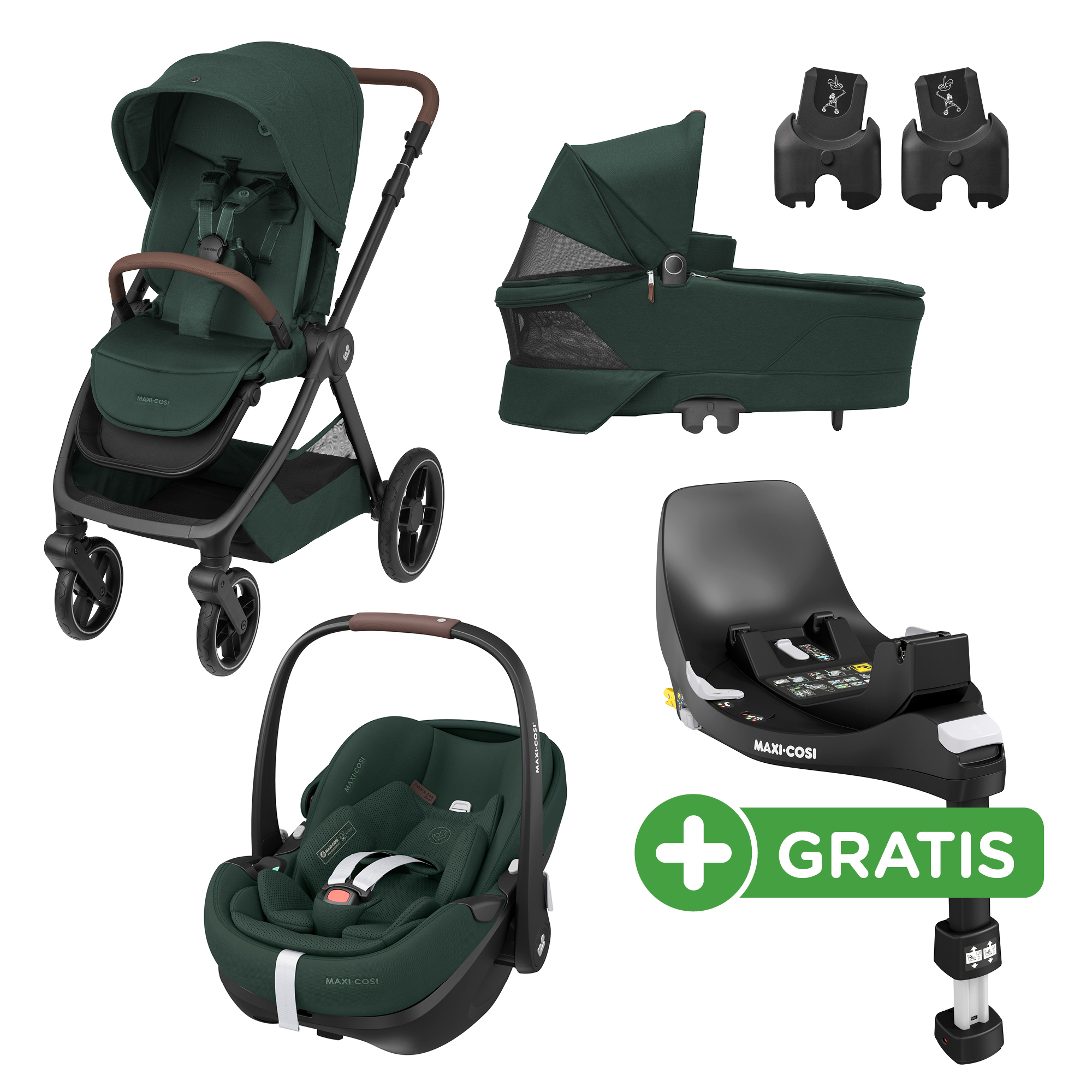 Oxford Plus Set Twillic Green mit Babyschale und Adaptern MAXI-COSI Premi Grün 9000000000840 1