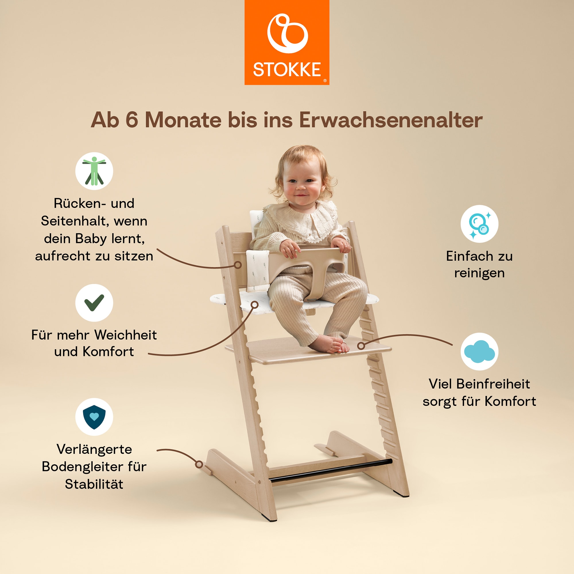 Treppenhochstühle, STOKKE, Grau – Produktansicht