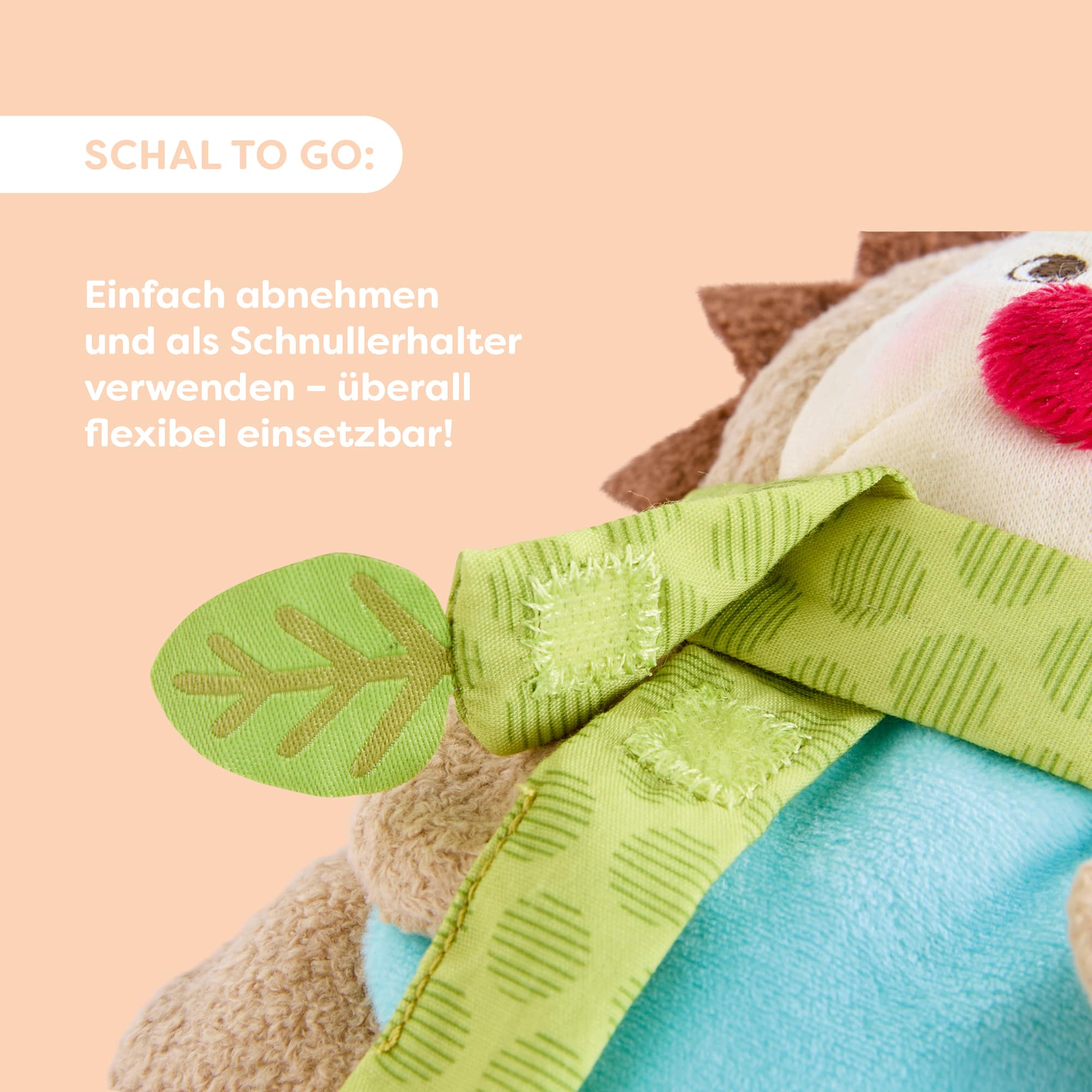 Kuscheltiere, HABA, Grün – Besonderheit: Schnuller kann am abnehmbarem Schal des Igels befestigt werden
