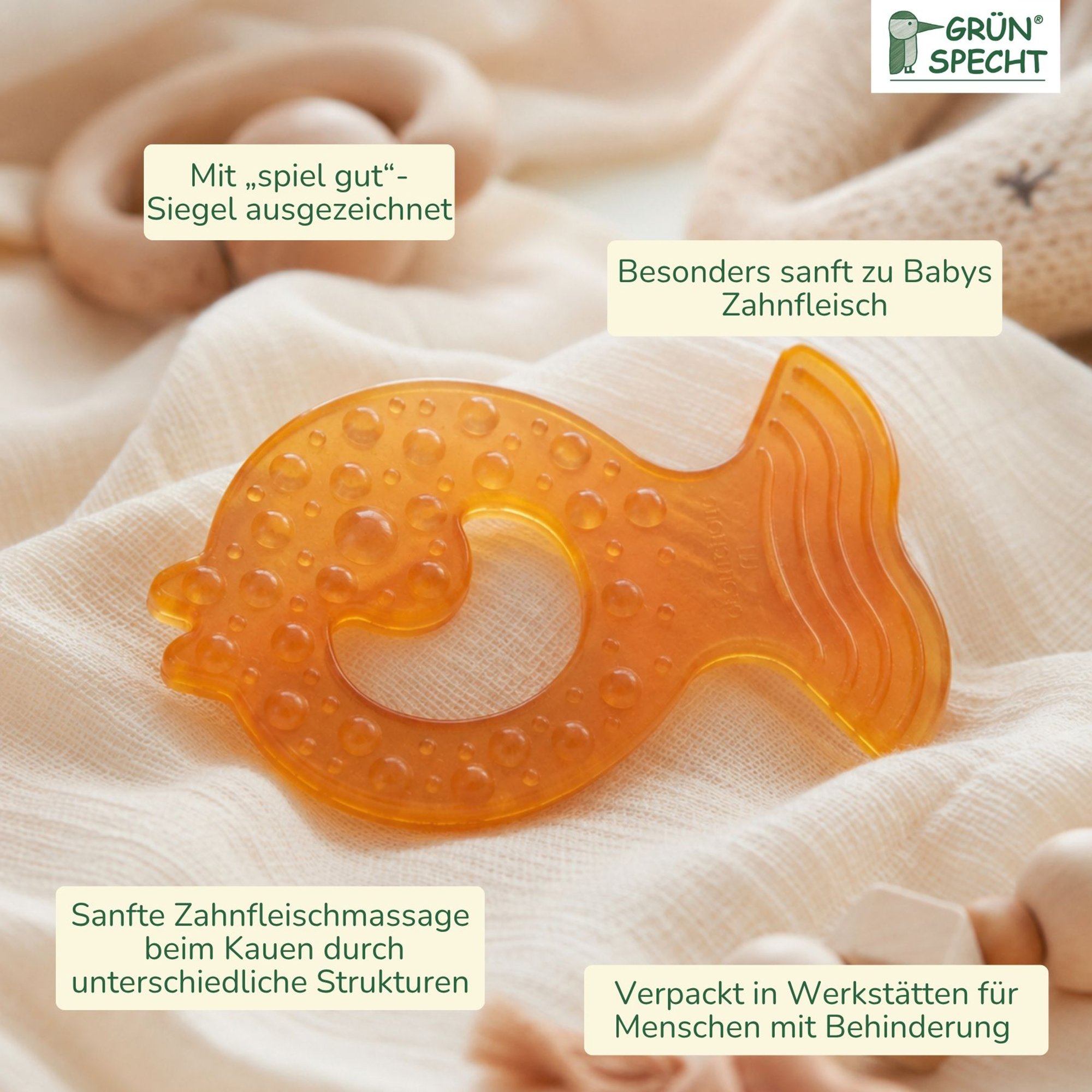 Beißringe, GRÜNSPECHT, Braun – Produktansicht