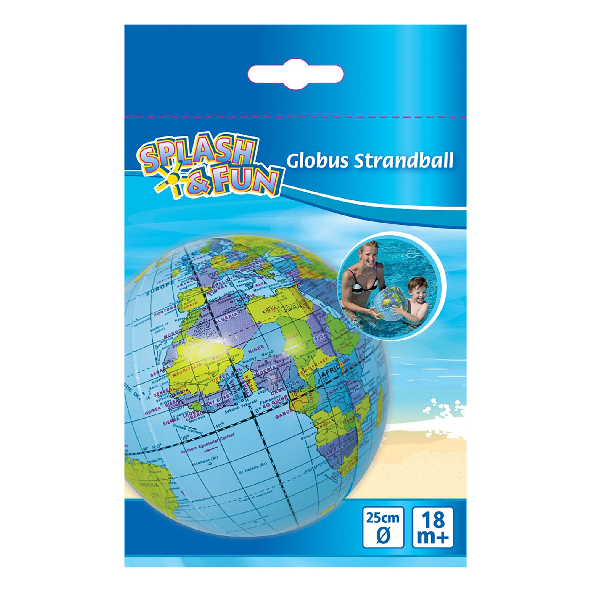 Strandball Globus SPLASH & FUN Blau 2000573777505 2