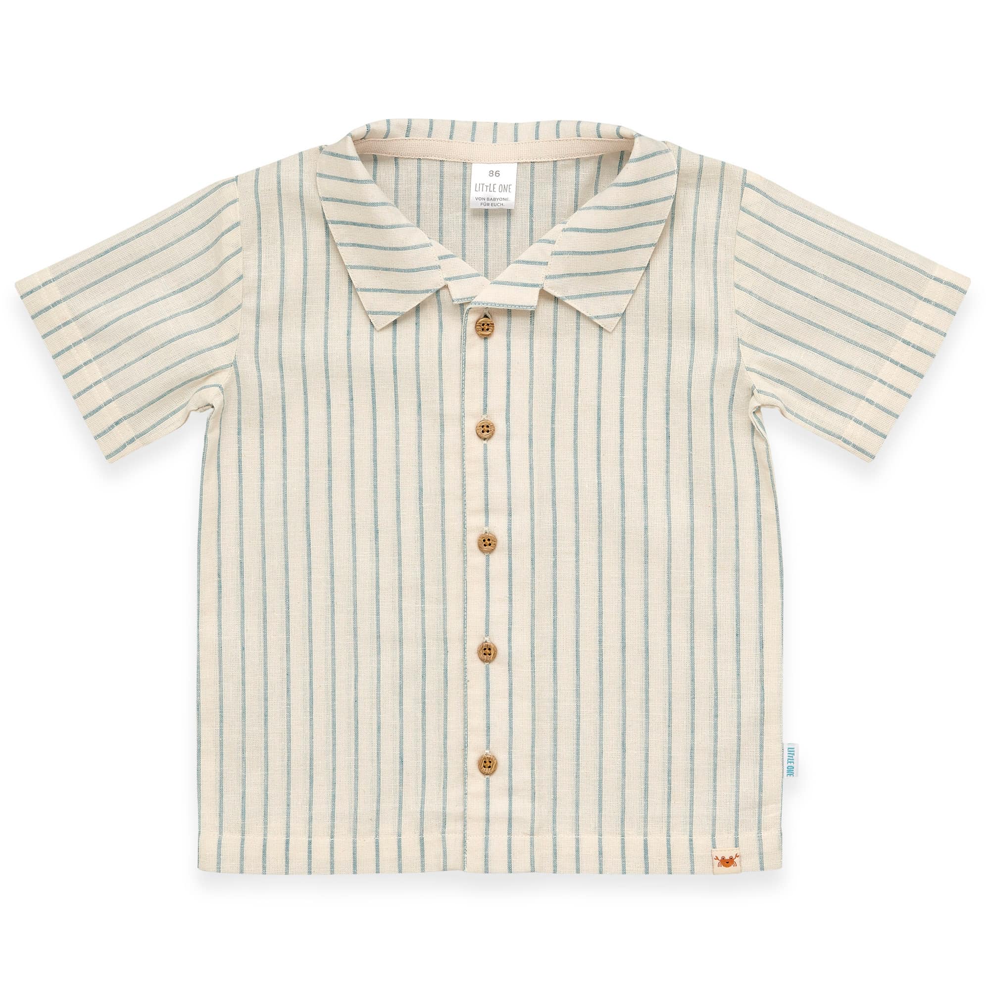 Hemden & Blusen, LITTLE ONE, Blau – Besonderheit: aus 75% Baumwolle und 25% Leinen