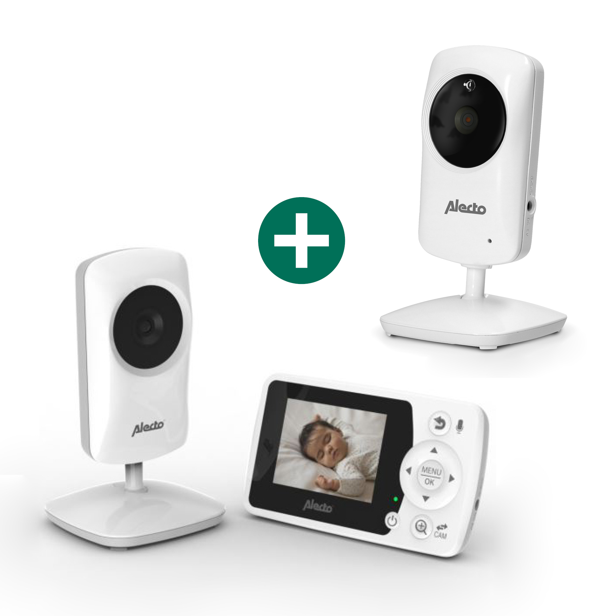Video Babyphone, Alecto baby, Weiß – Besonderheit: Set aus Video-Babyphone mit 2 Kameras