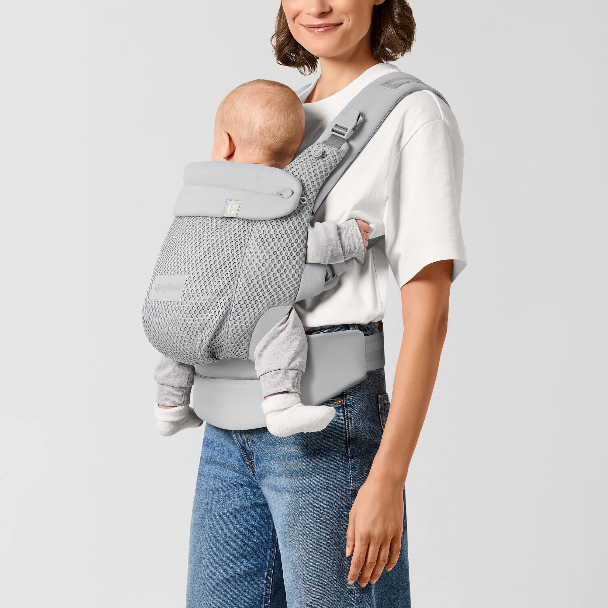 Babytragen Mesh, cybex, Grau – Besonderheit: vier ergonomische Tragepositionen