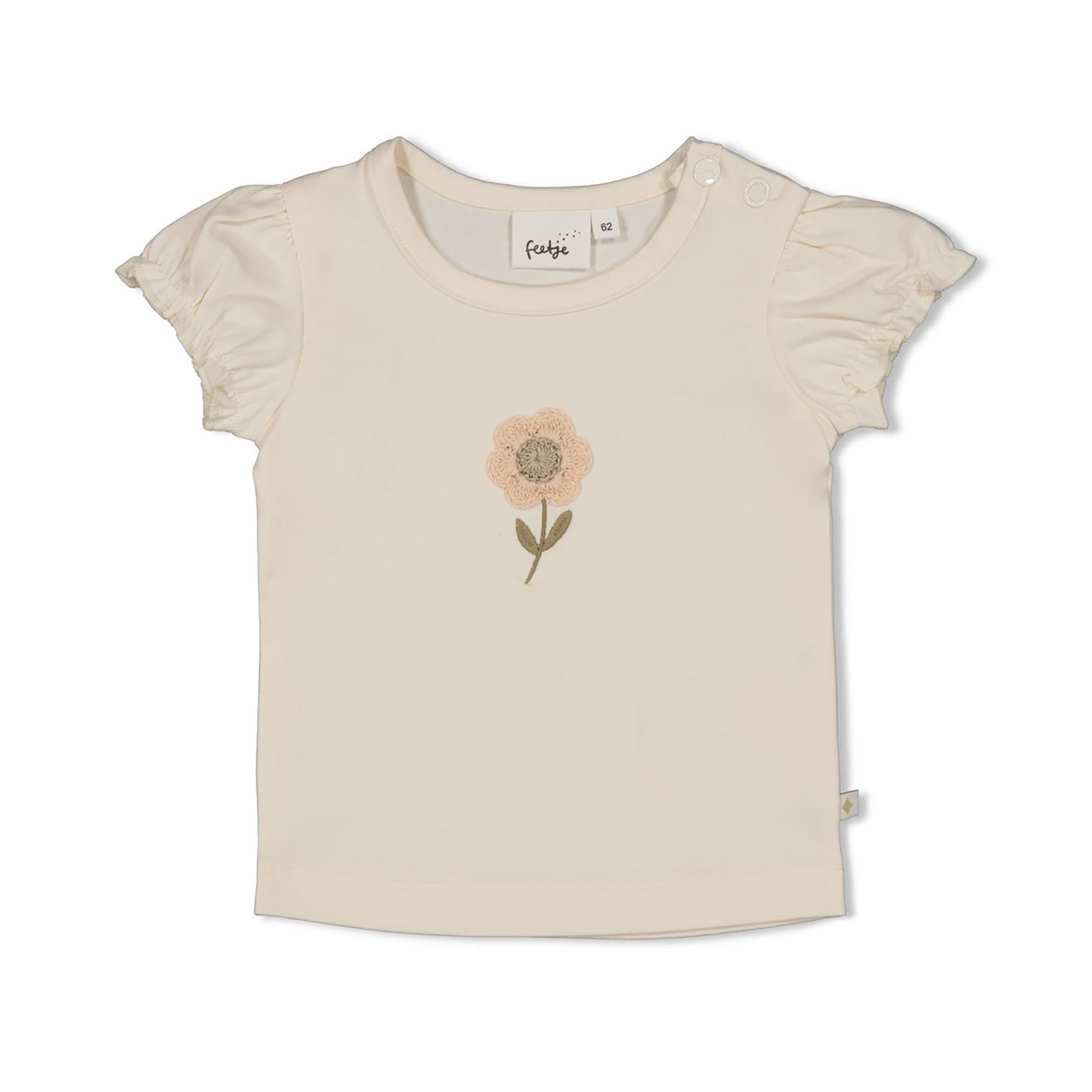 Kurzarmshirts, FEETJE, Beige – Besonderheit: praktische Druckknöpfe auf der Schulter