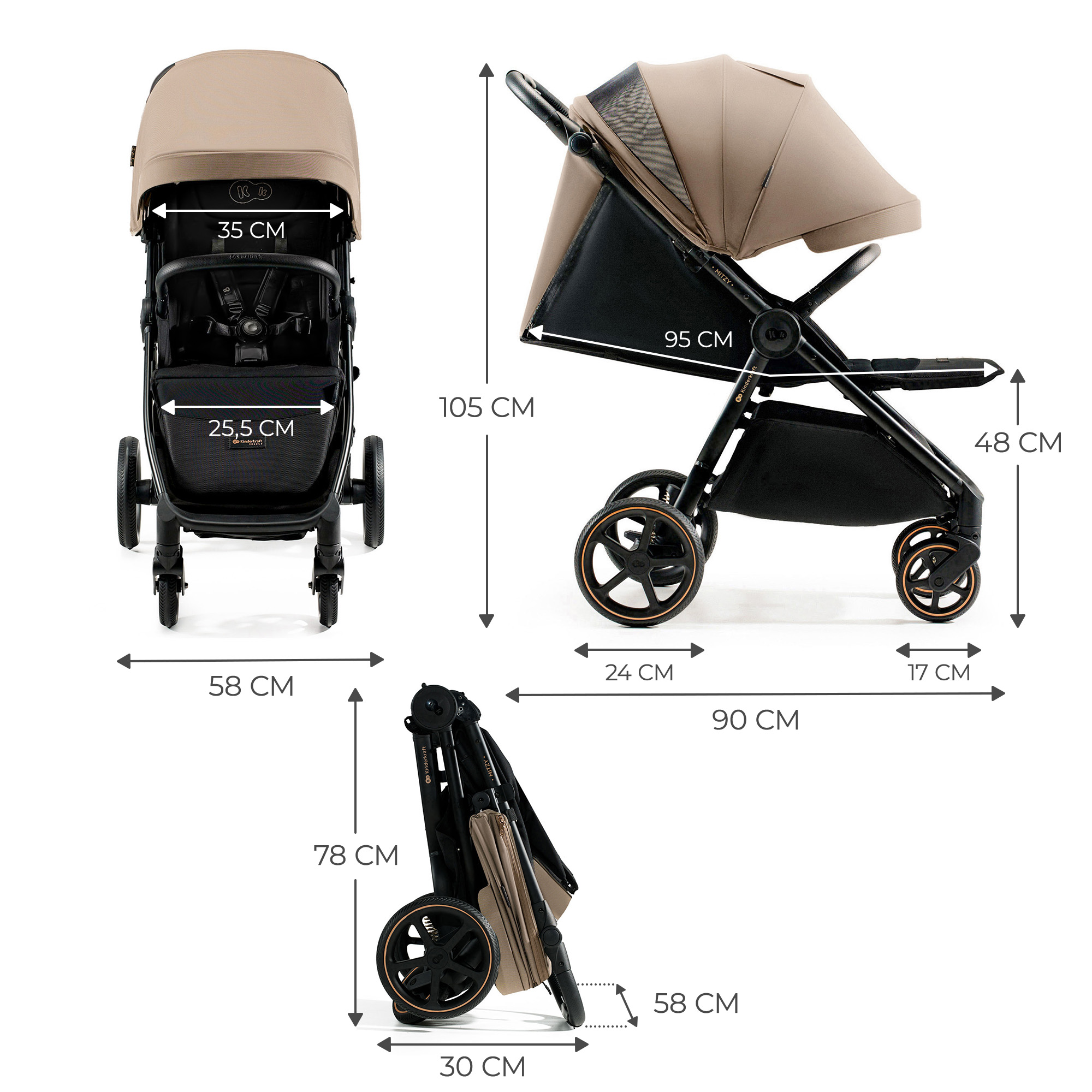 Buggys beige, Kinderkraft, Beige – Produktansicht