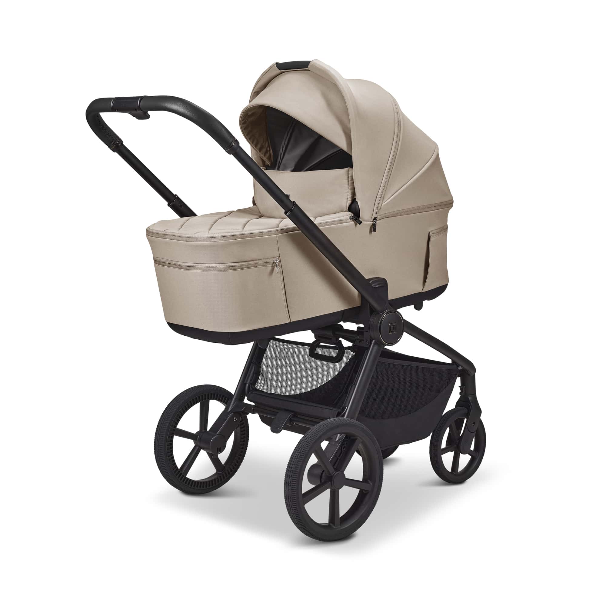 Kombi-Kinderwagen, MOON, Beige – Besonderheit: faltbar mit Babywanne auf dem Gestell