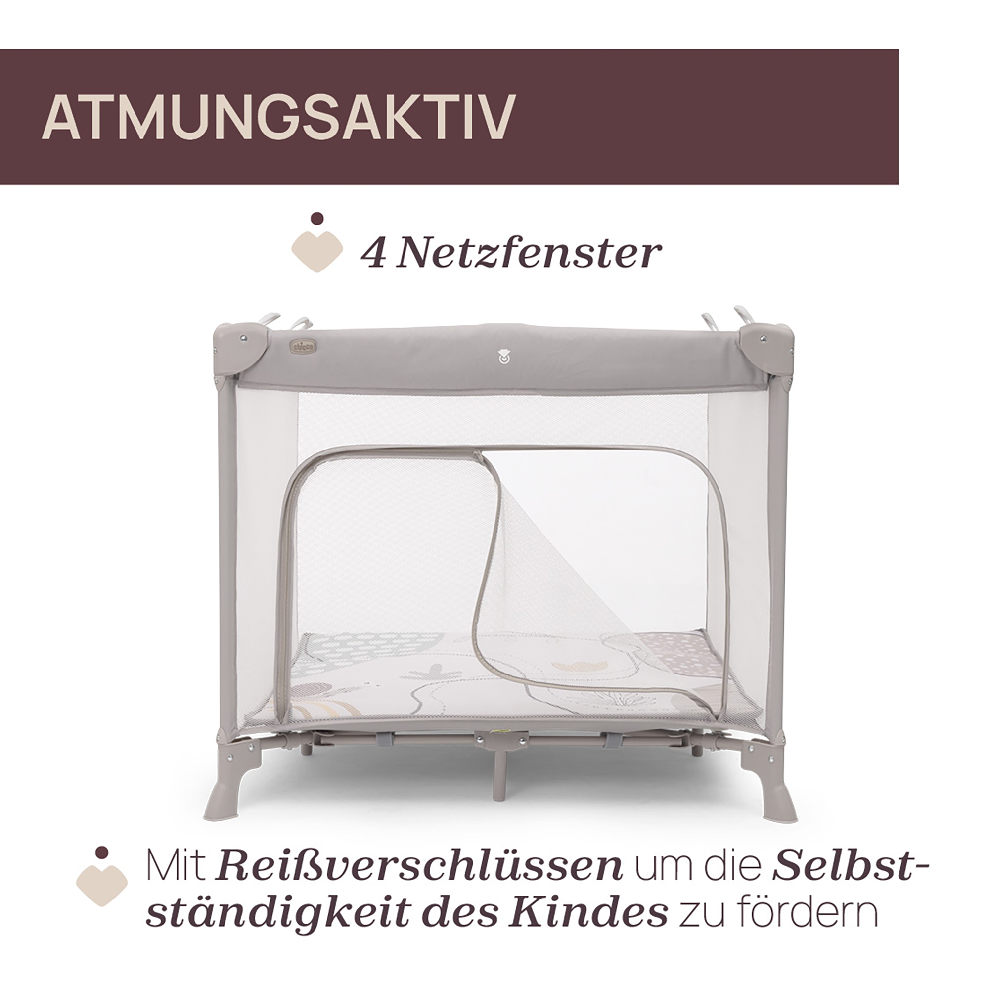 Laufgitter & Laufgittereinlagen, chicco, Beige – Besonderheit: mit einem Haltegriff im Innern für die ersten Stehversuche