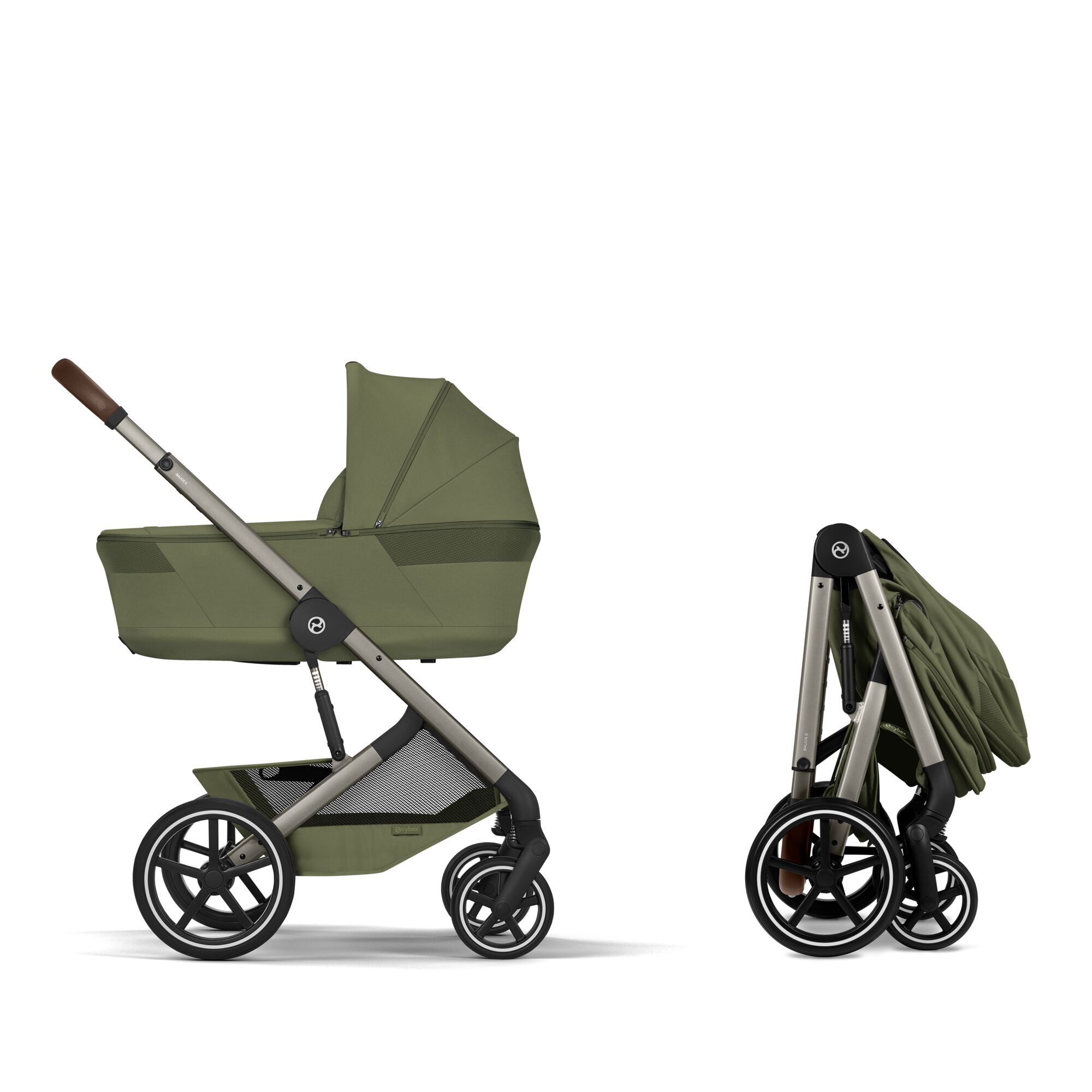Kombi-Kinderwagen, cybex, Grün – Besonderheit: faltbare Babywanne