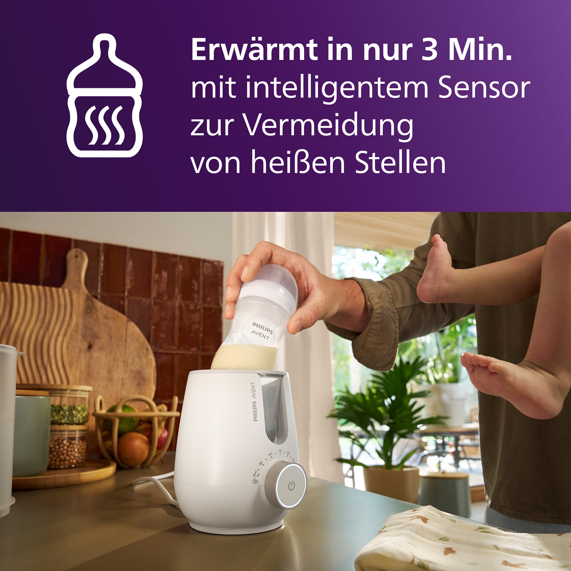 Babykostwärmer, PHILIPS AVENT, Weiß – Besonderheit: sanftes Erwärmen ohne heiße Stellen