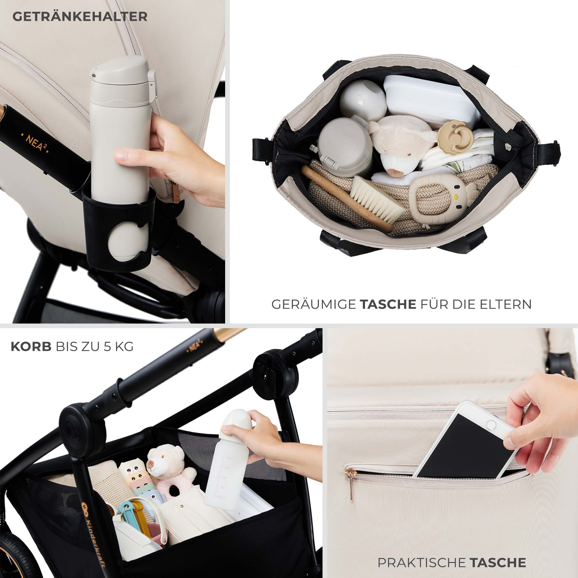 Kombi-Kinderwagen, Kinderkraft, Grau – Produktansicht