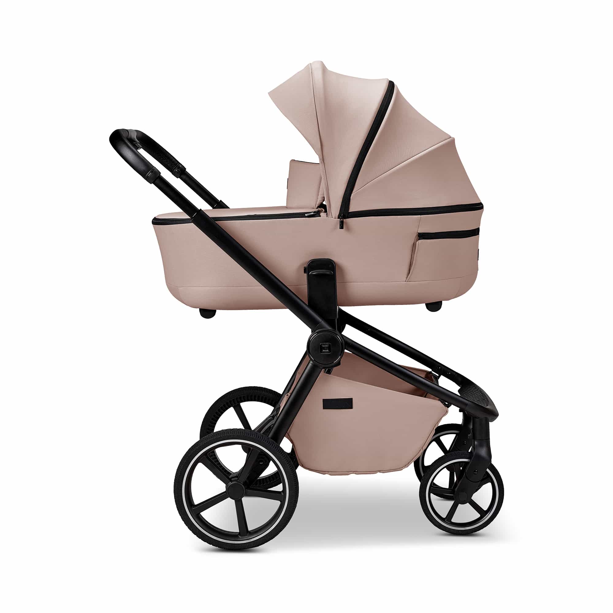 Kombi-Kinderwagen, MOON, Beige – Besonderheit: adapterlose Höhenverstellung an Wanne und Sportsitz
