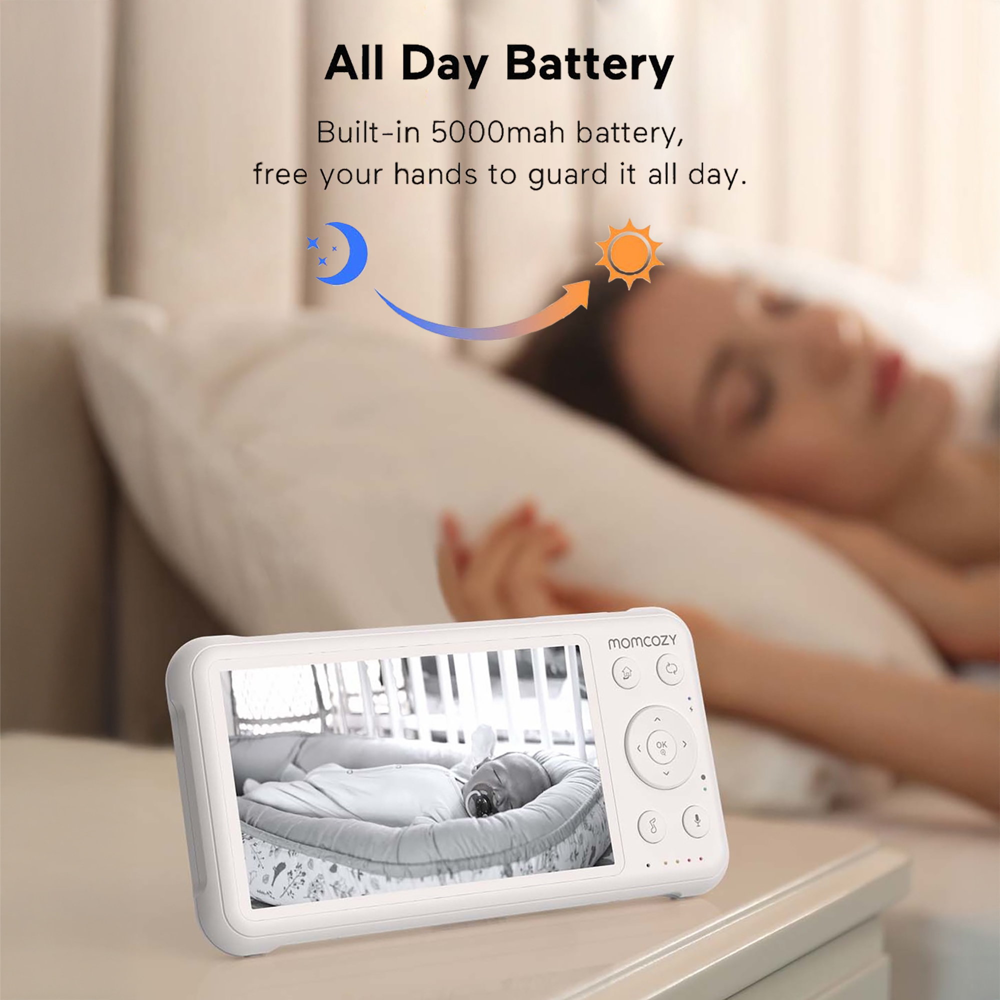 Video Babyphone, momcozy, Weiß – Produktansicht