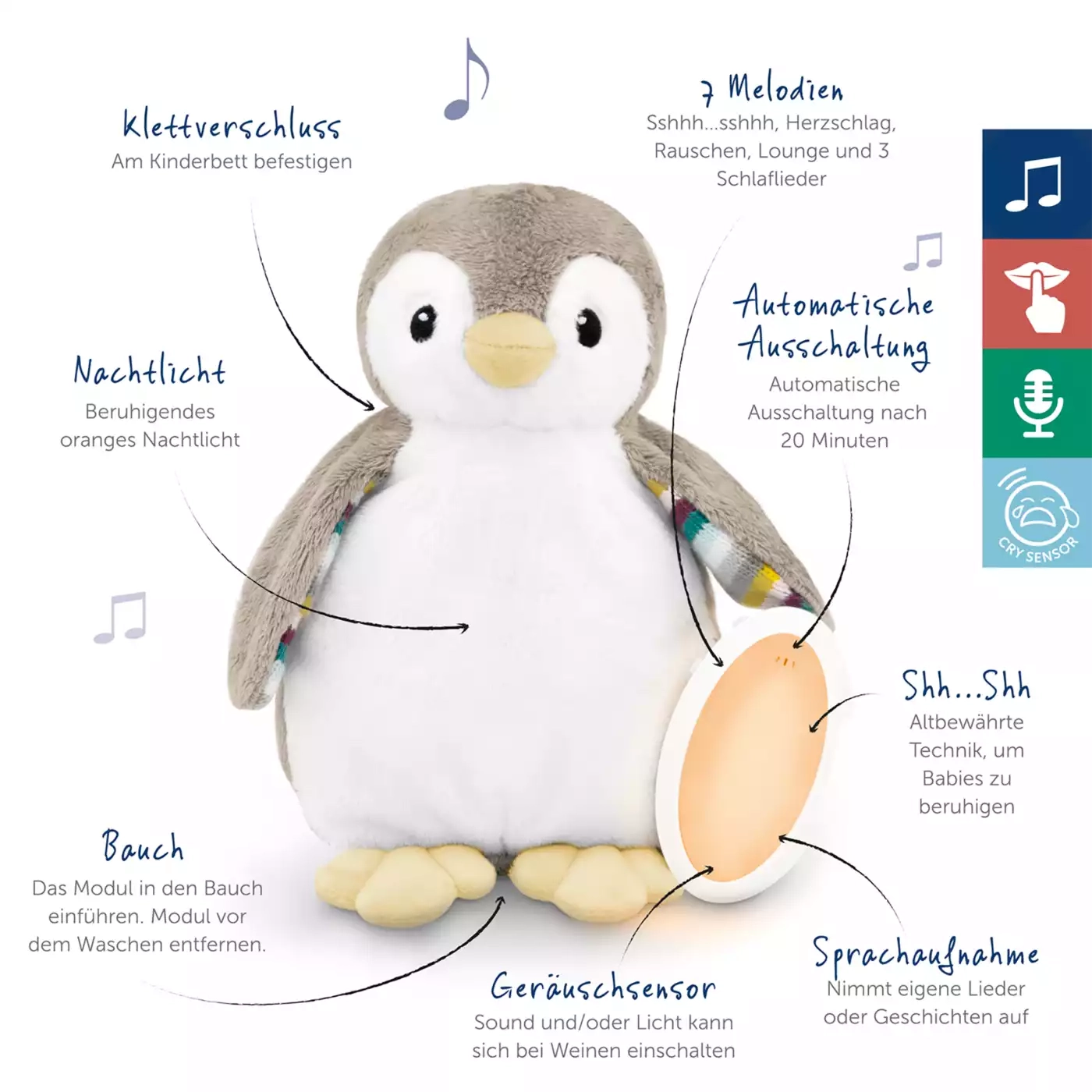 Nachtlichter, ZAZU, Weiß – Produktansicht