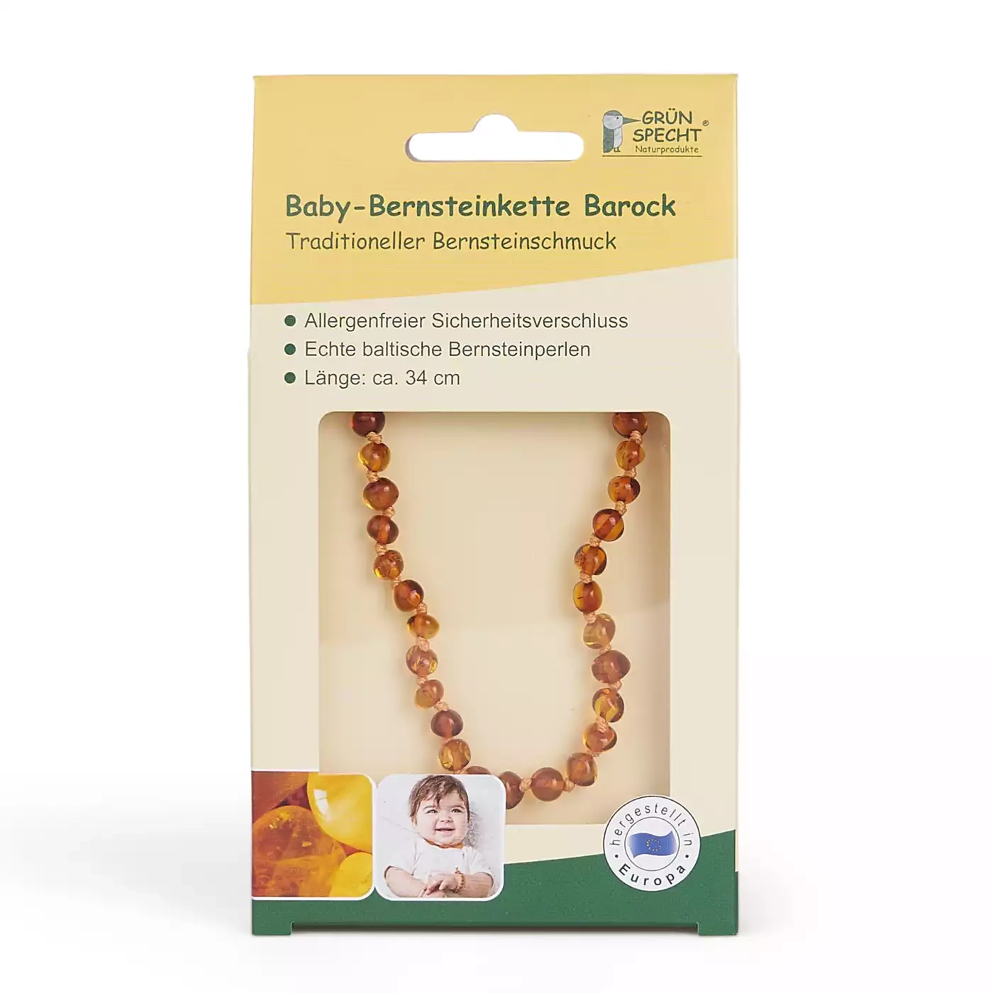 Bernsteinketten, GRÜNSPECHT, Braun – Produktansicht