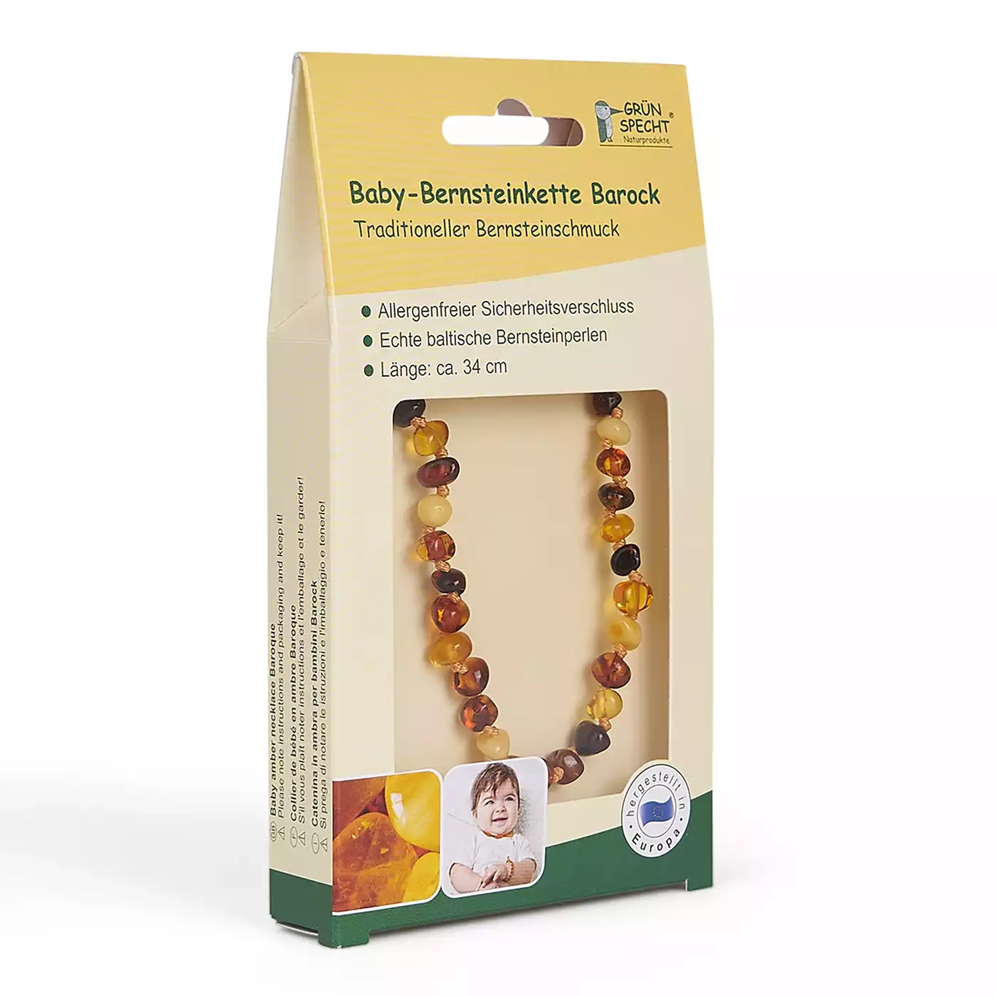 Bernsteinketten, GRÜNSPECHT, Mehrfarbig – Produktansicht