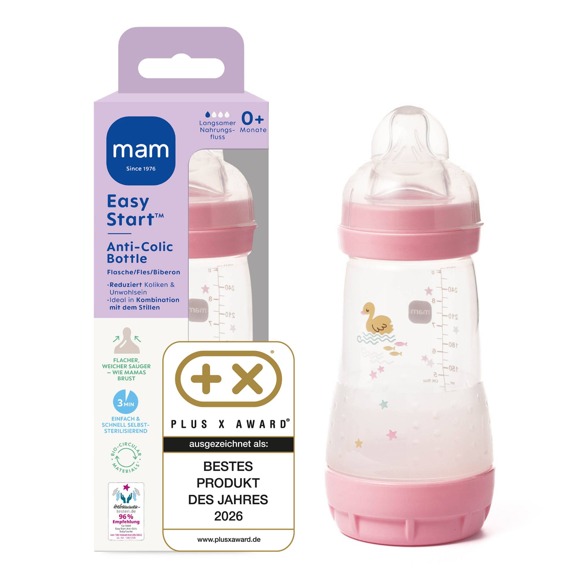 Babyfläschchen, MAM, Pink – Besonderheit: natürliches Trinkgefühl