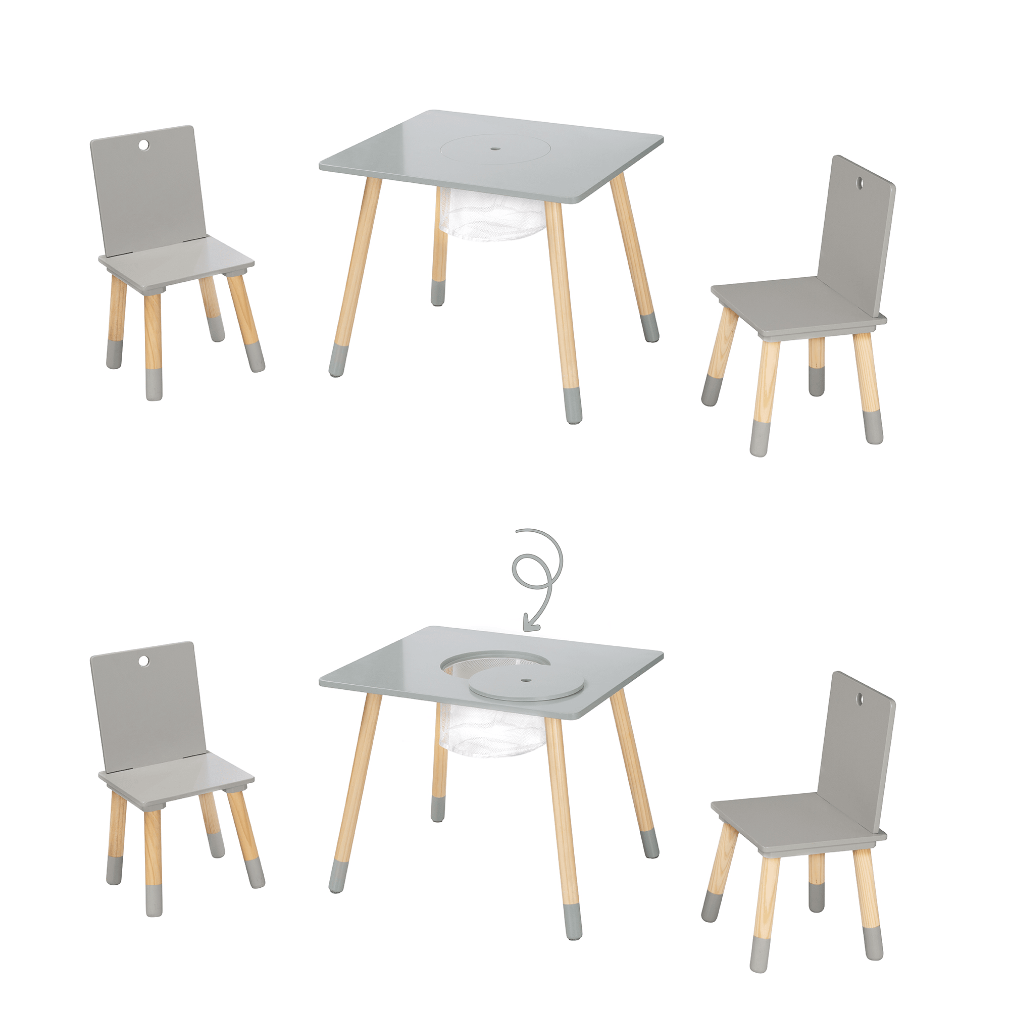 Kindertische mit Stühlen, roba, Grau – Produktansicht