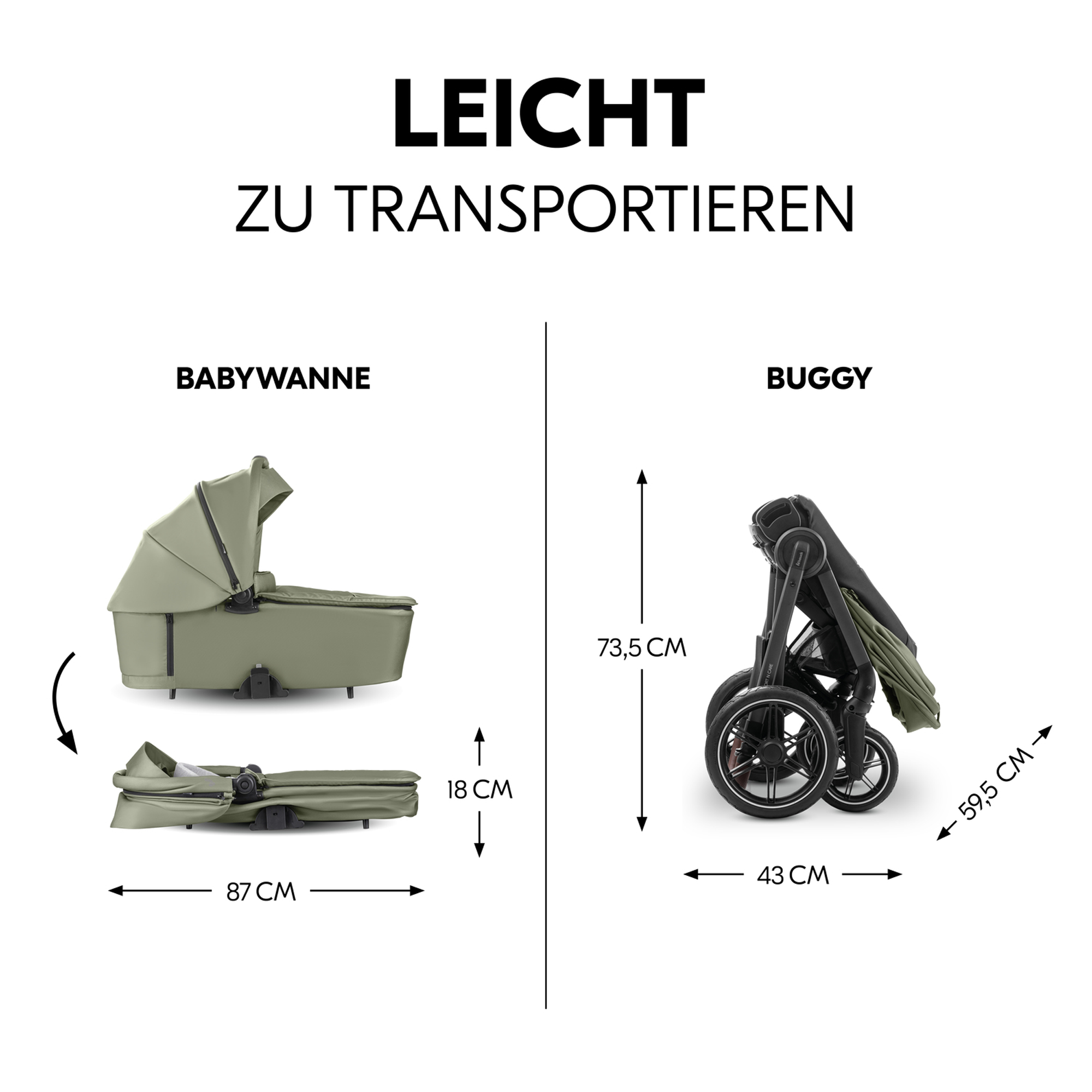 Kombi-Kinderwagen, hauck, Grün – Produktansicht