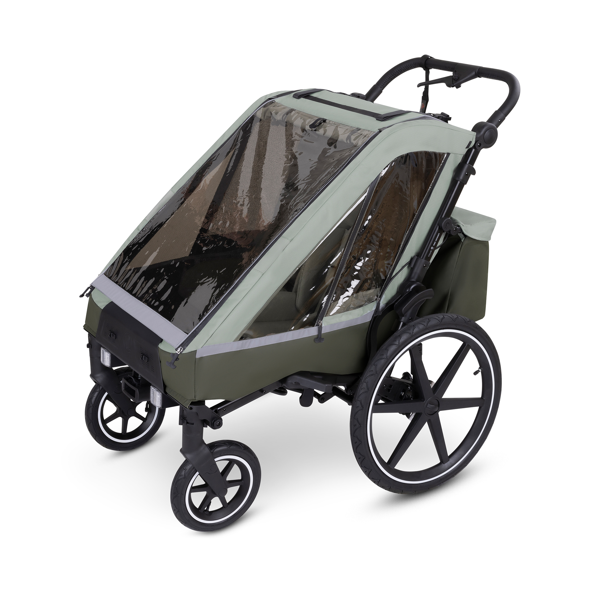 Fahrradanhänger, ABC DESIGN, Grün – Besonderheit: 3in1 Fahrradanhänger: zum Spazierengehen, Joggen & Radfahren