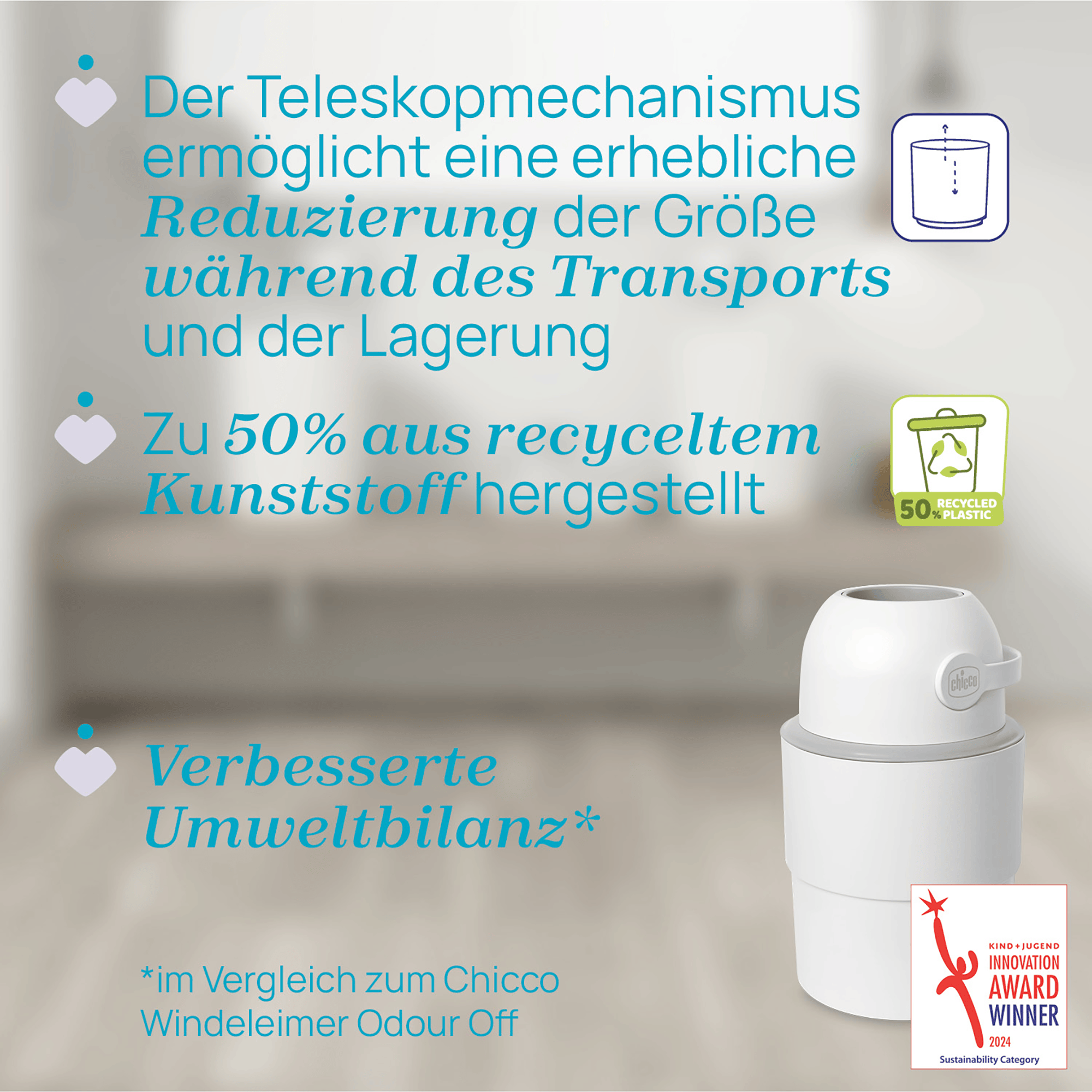 Windeleimer, chicco, Weiß – Produktansicht