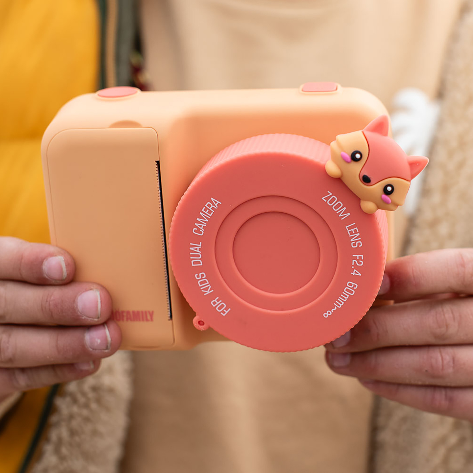 Elektronisches Spielzeug, ZOOFAMILY, Beige – Besonderheit: niedliche Sofortbildkamera, die Schwarz-Weiß-Fotos direkt ausdruckt