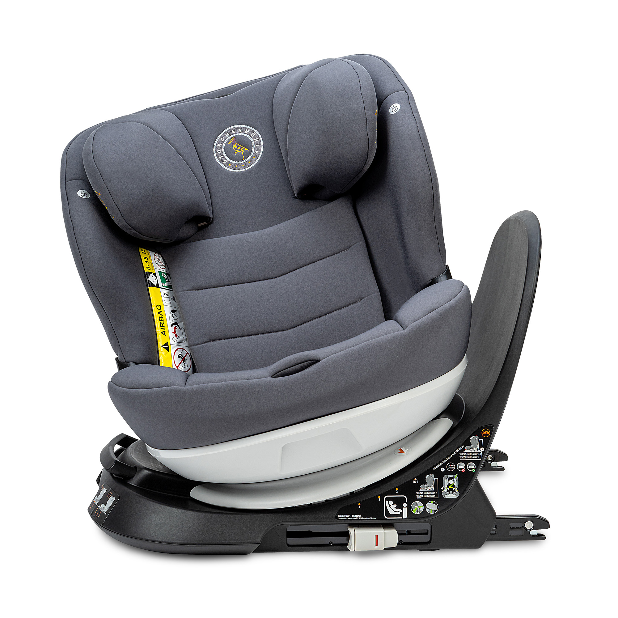 Kindersitze 9-36 kg, Gruppe 1/2/3, Storchenmühle, Grau – Produktansicht