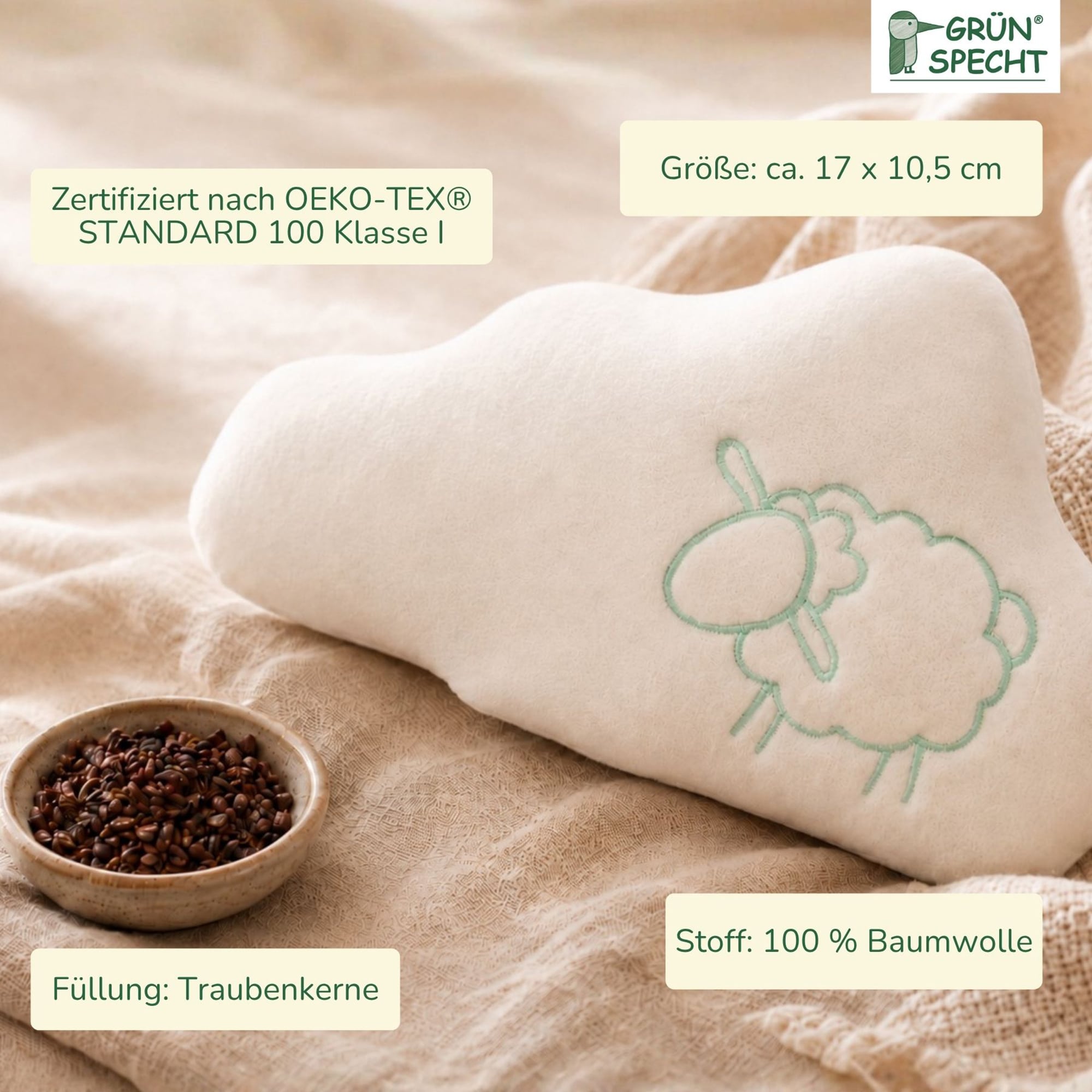 Wärmekissen & -flaschen, GRÜNSPECHT, Weiß – Produktansicht