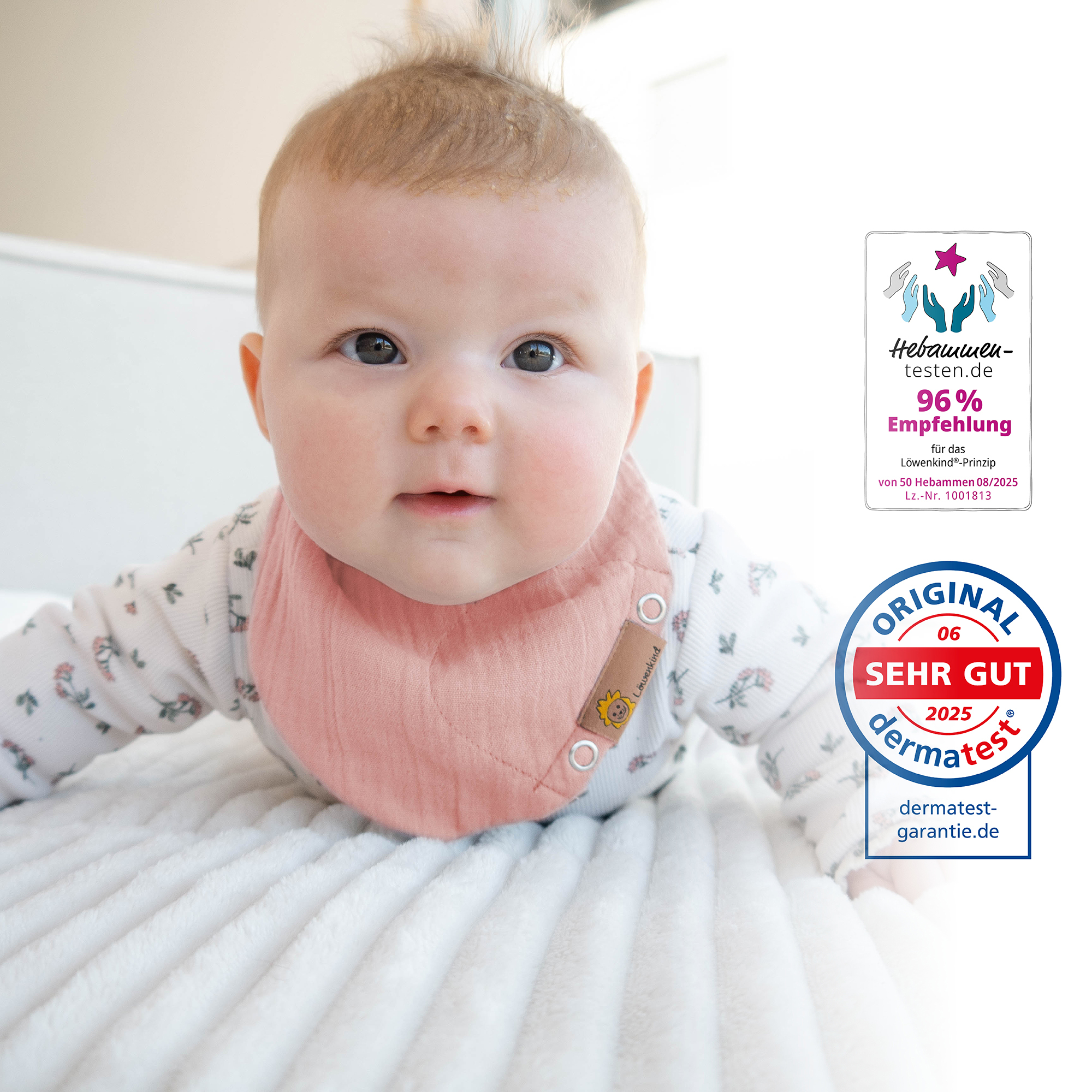 Dreieckstücher & Halstücher, Löwenkind, Pink – Besonderheit: enthält eine integrierte Padtasche für die Löwenkind-Kräuterpads