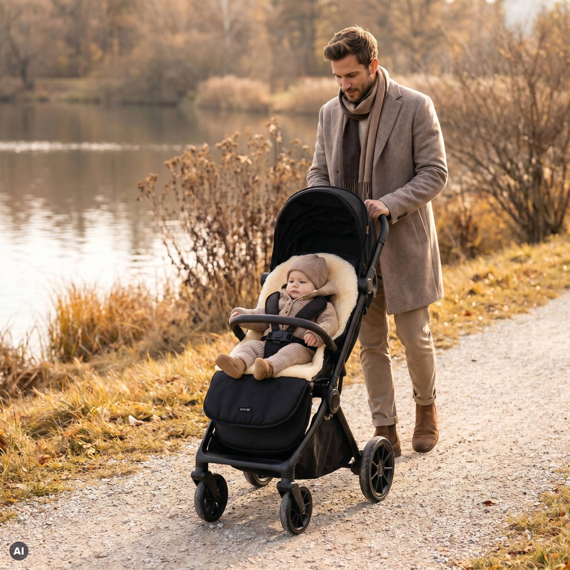 Fußsäcke & Decken, LITTLE ONE, Schwarz – Besonderheit: aus 100% Lammfell