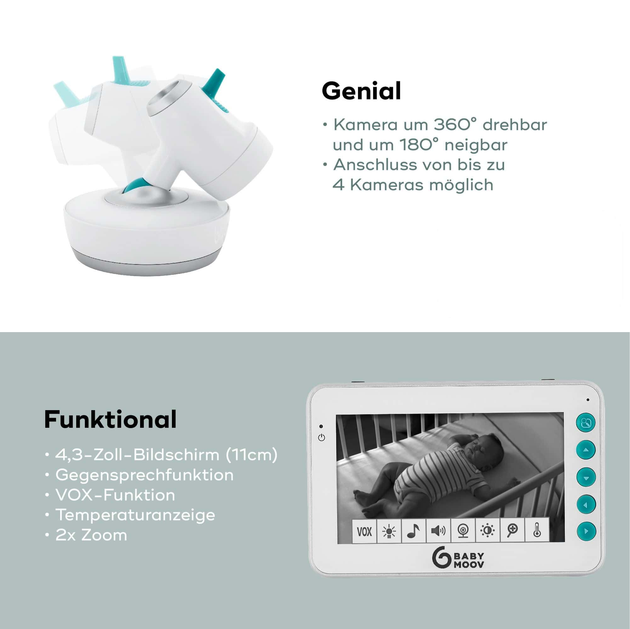 Video Babyphone, babymoov, Weiß – Produktansicht