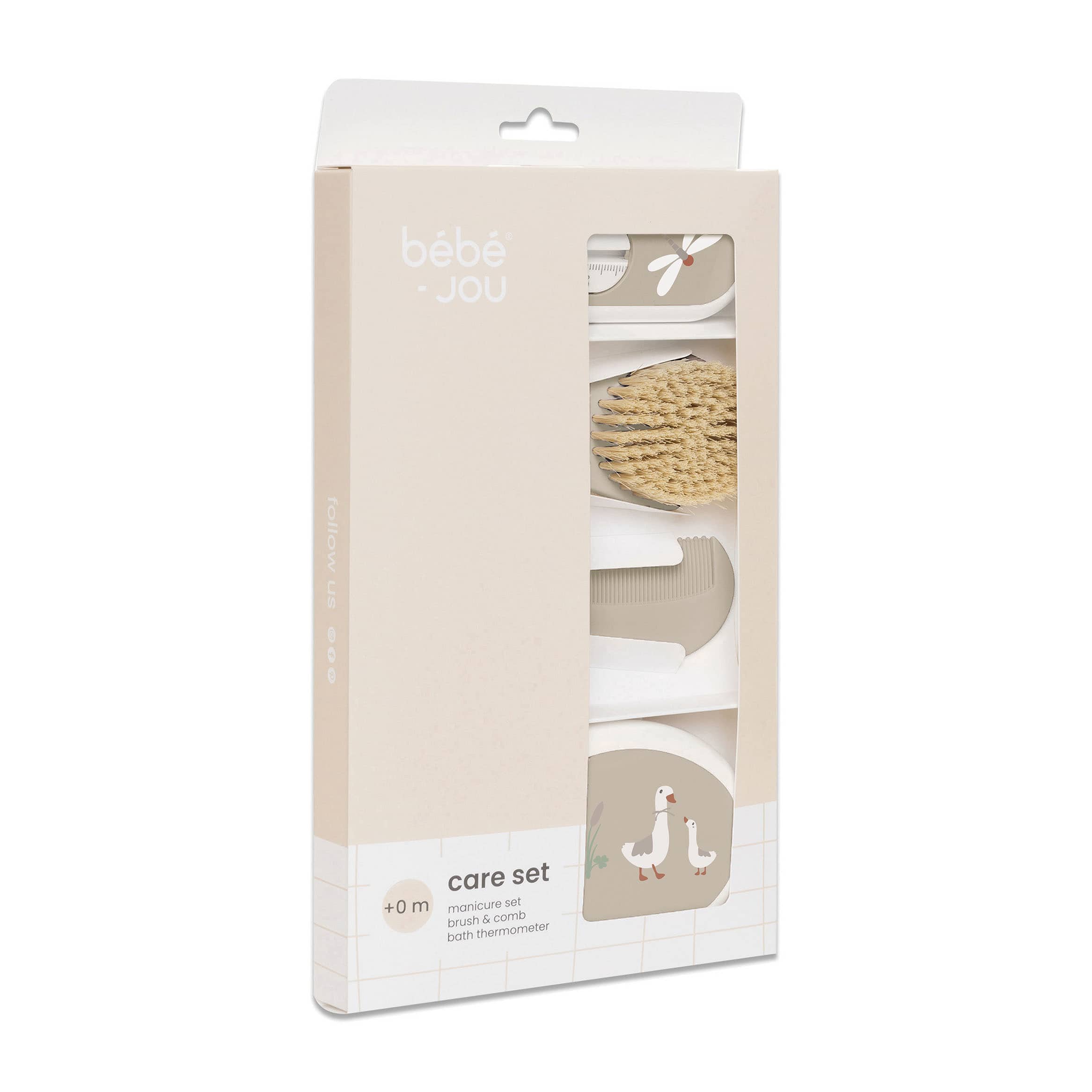 Babypflege-Sets, bébé-jou, Beige – Besonderheit: enthält Kamm, Bürste, Maniküre-Set und Badethermometer