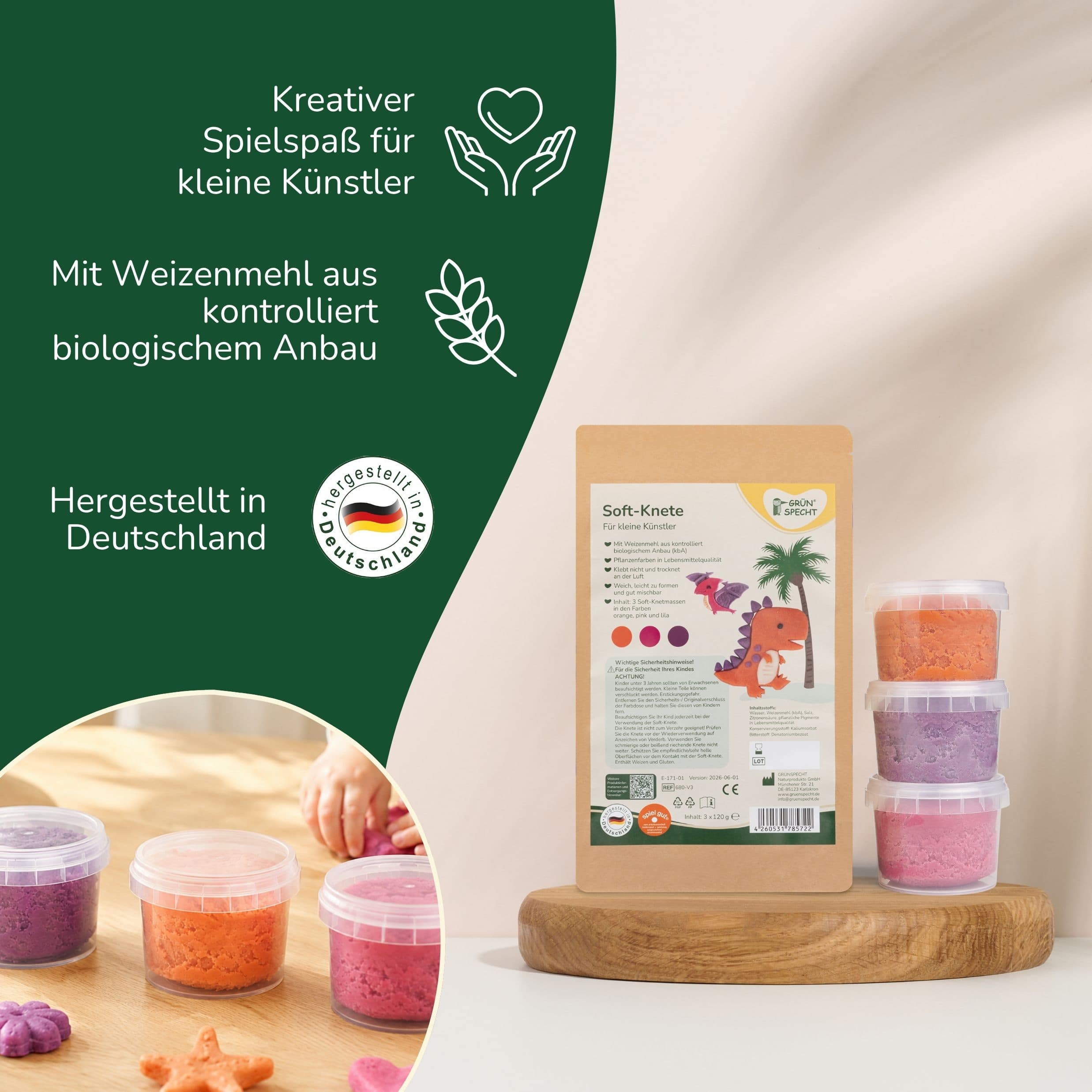 Malen & Kneten, GRÜNSPECHT, Mehrfarbig – Produktansicht