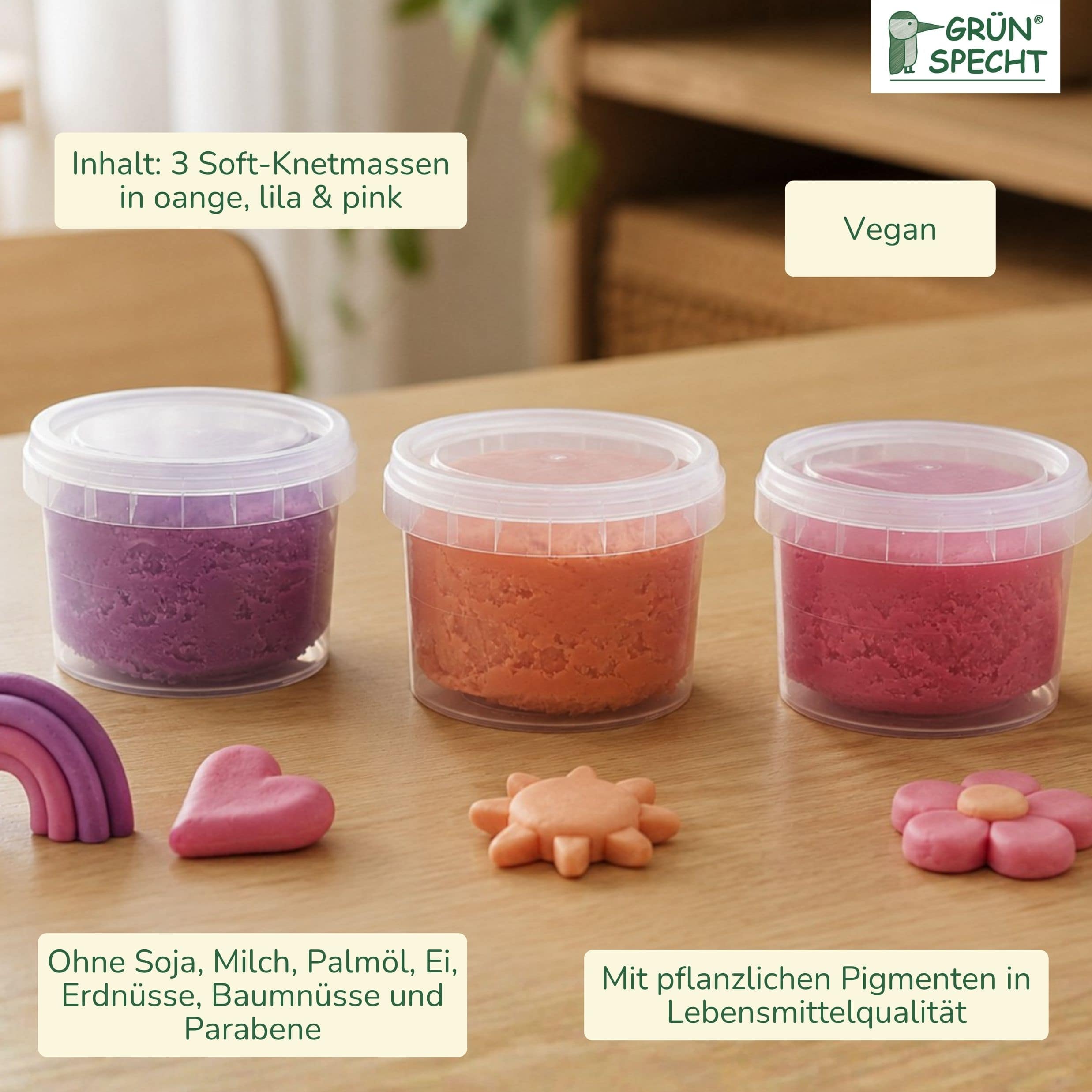 Malen & Kneten, GRÜNSPECHT, Mehrfarbig – Produktansicht
