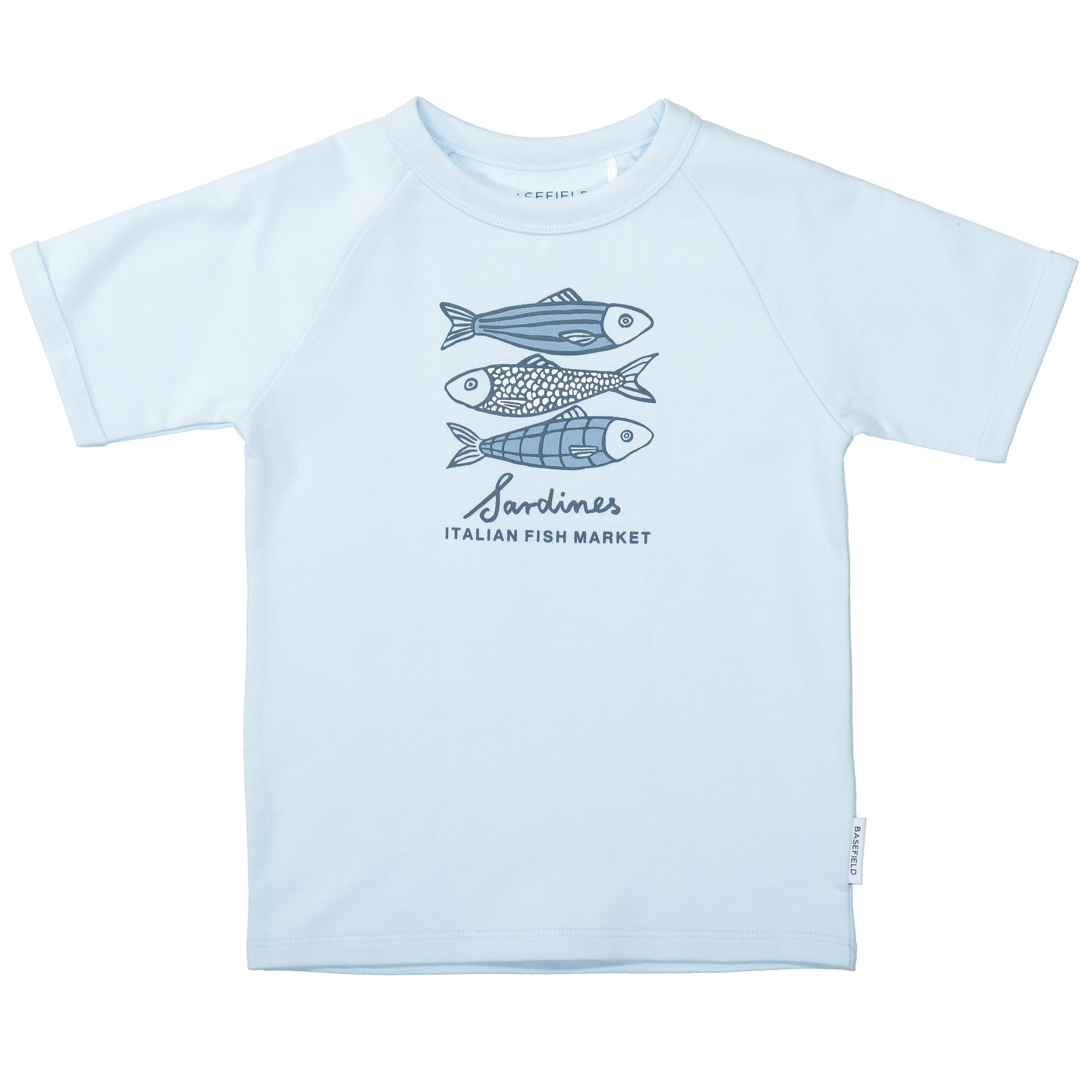 Kurzarmshirts, BASEFIELD, Blau – Besonderheit: aus 100% Baumwolle