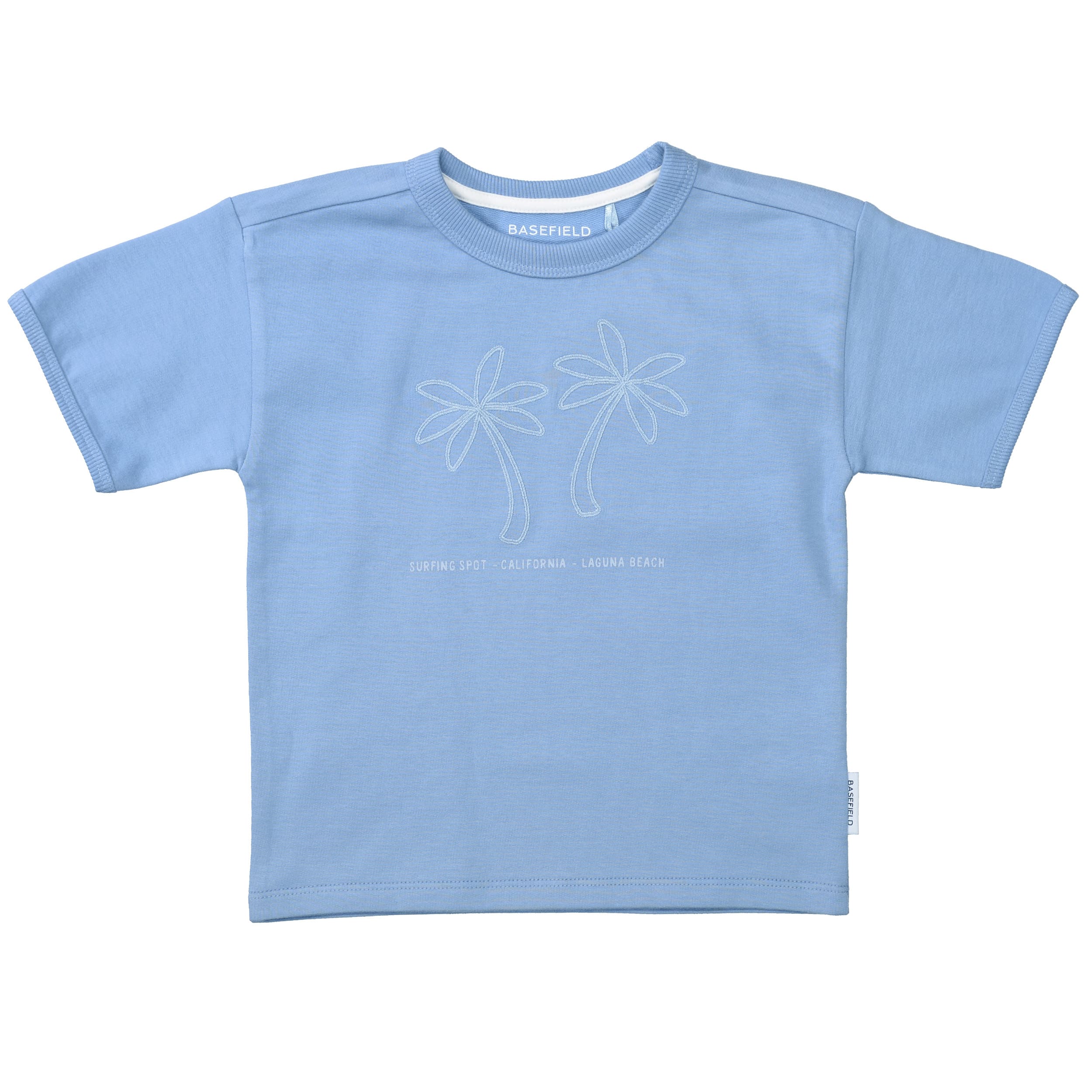 Kurzarmshirts, BASEFIELD, Blau – Besonderheit: aus 100% Baumwolle