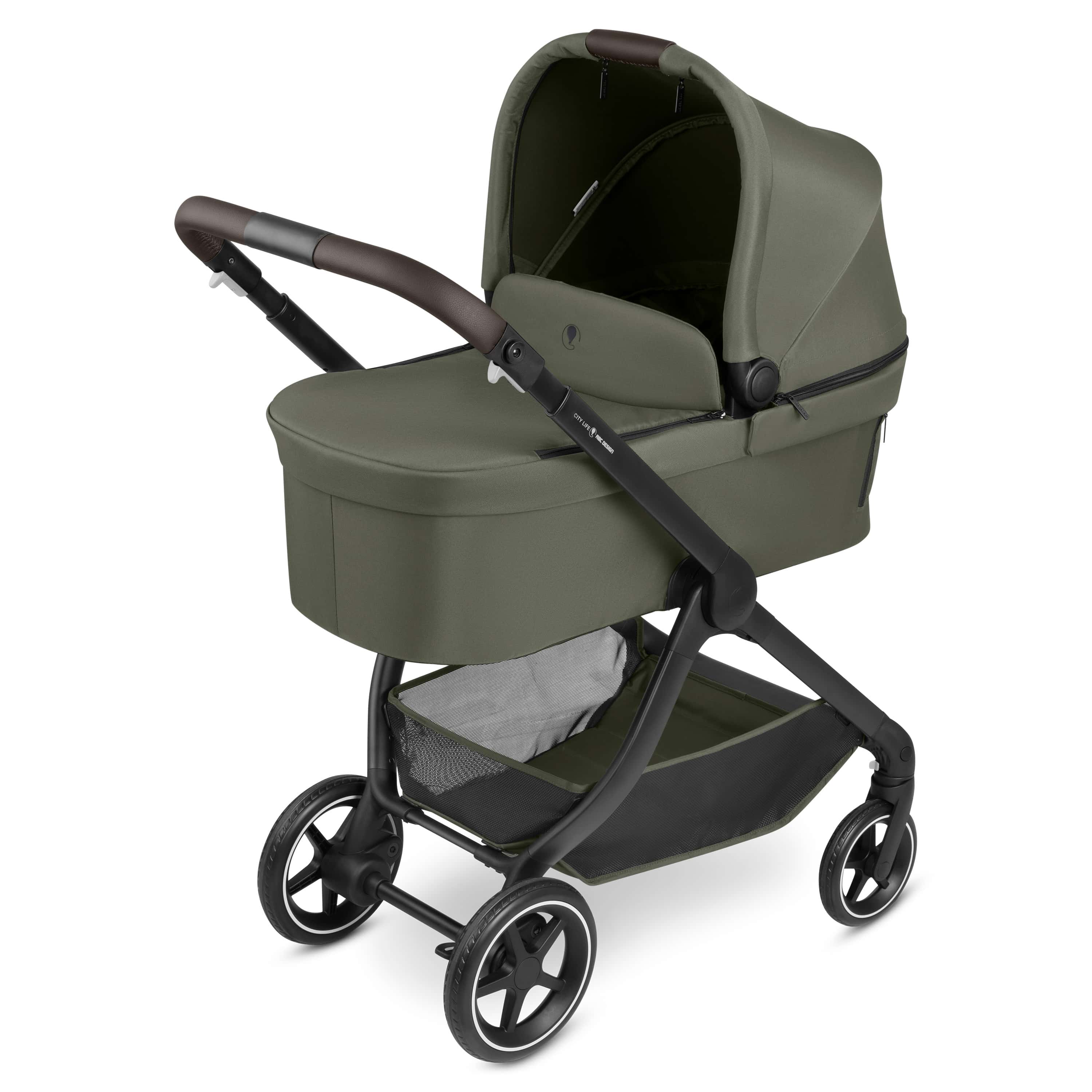 Kombi-Kinderwagen, ABC DESIGN, Grün – Besonderheit: Set bestehend aus Rahmen, Babywanne und Sportsitz sowie Adaptern für den (separat erhältlichen) Maxi-Cosi Tulip Autositz