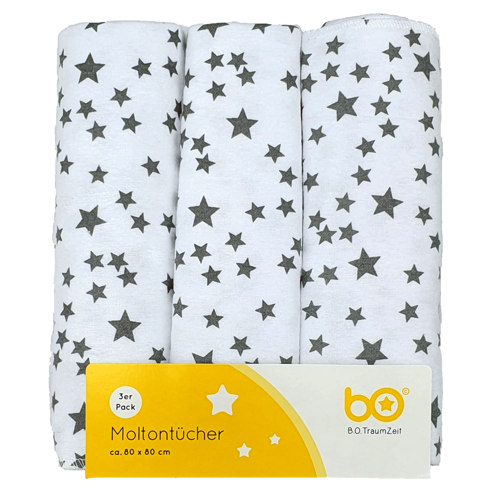 Moltontücher mit Sternen 80 x 80 cm B.O. TraumZeit Weiß 2000581306810 2