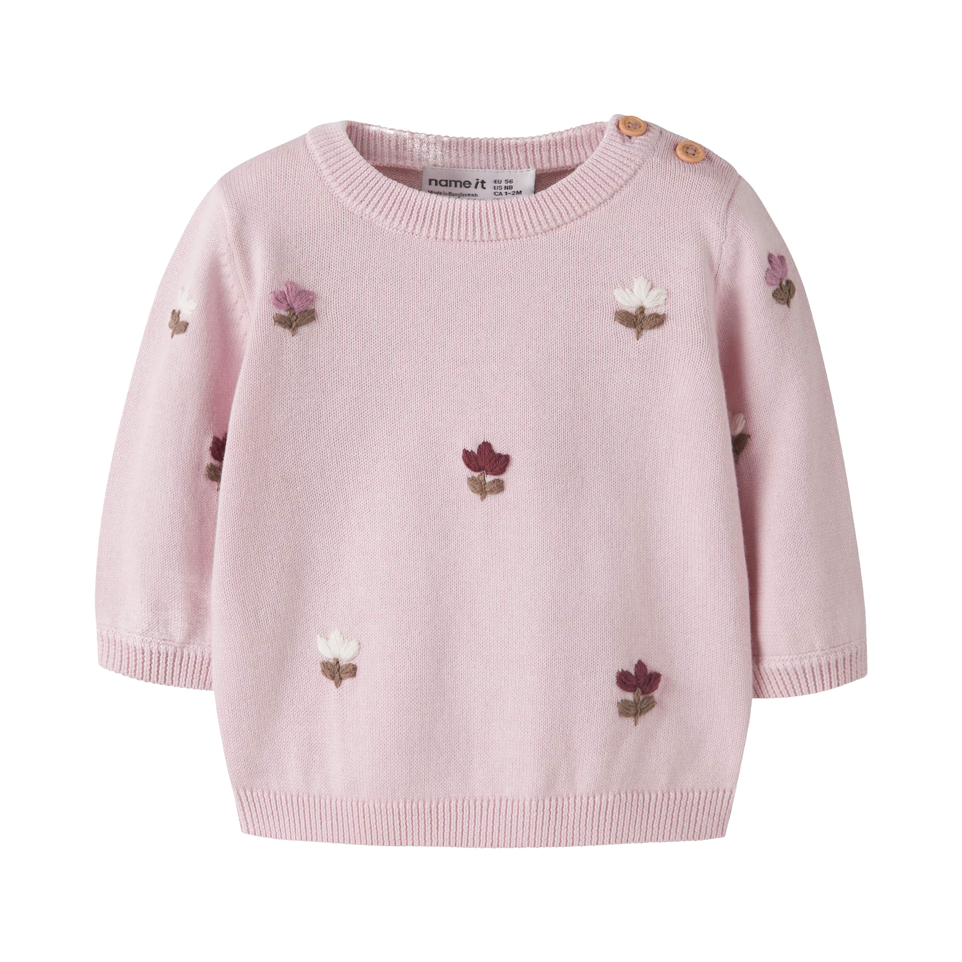 Strickpullover, name it, Pink – Besonderheit: mit Knopfleiste