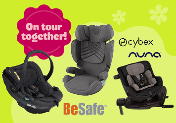 On tour together! Kindersitze von cybex, BeSafe und nuna.